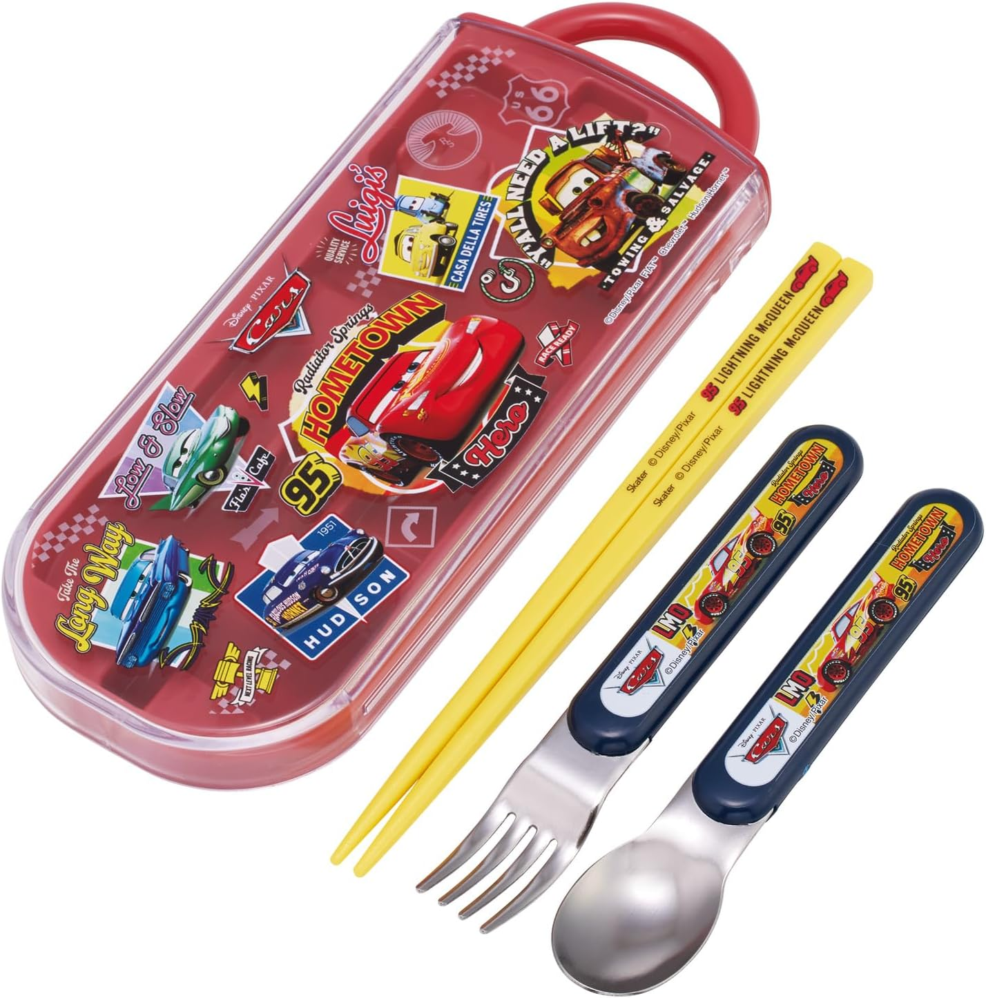Skater TACC2-A Children'S Trio Set Chopsticks, Spoon, Fork, 6.5 Inches (16.5 Cm), Disney Cars 26 Boys image number 1