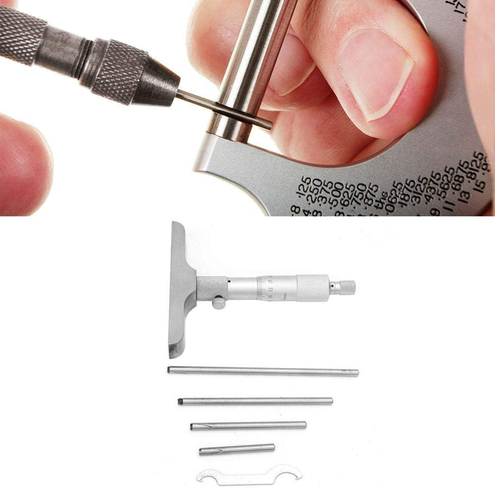 0.01Mm Vernier Depth Gauge, Professional Depth Micrometer Gauge, High Accuracy 5 Connecting Rods for Measuring Equipment Measuring Implement(0-100Mm 4 Inches) image number 1