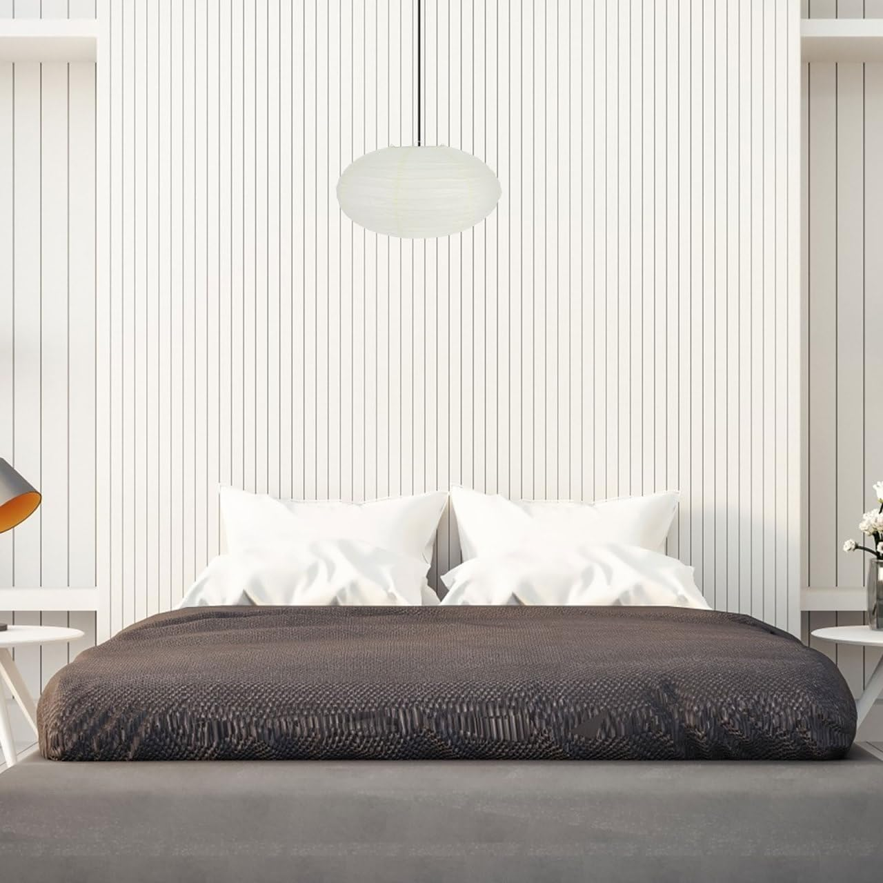 Oval, 2Pcs Foldable Paper Lamp Shades round Hanging Paper Lamp Replacement Japanese Pendant Lampshade for Living Room Bedroom, 15.7 X 8.7 Inches image number 3