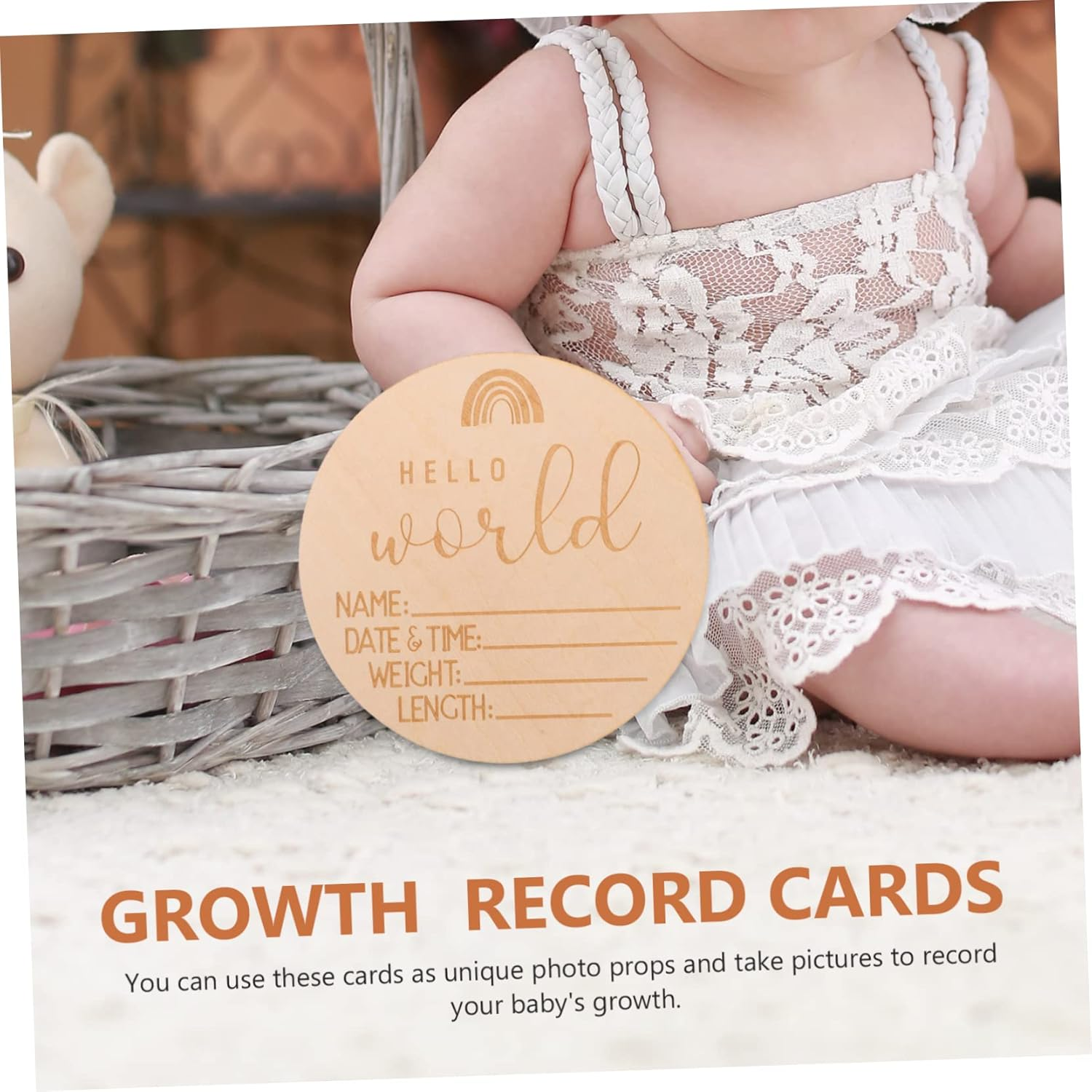 5Pcs Newborn Announcement Sign Birth Memory Cards for Monthly Growth Tracking Smooth Edges Photo Props Newborn Shower Present image number 4