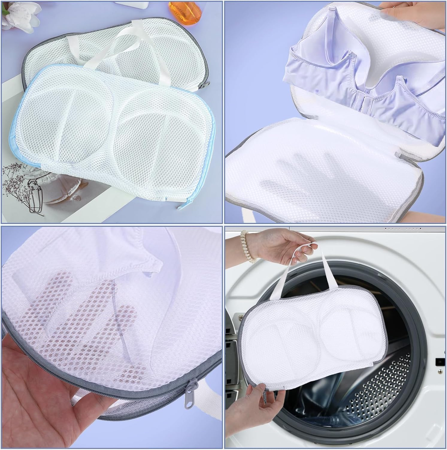 ZUJIACUN 2 Mesh Bra Washing Bags, Underwear Anti-Deformation Washing Bags, Laundry Mesh Bags, Washing Machine Accessories, Large Capacity Reusable Laundry Bags Bra Socks Underwear