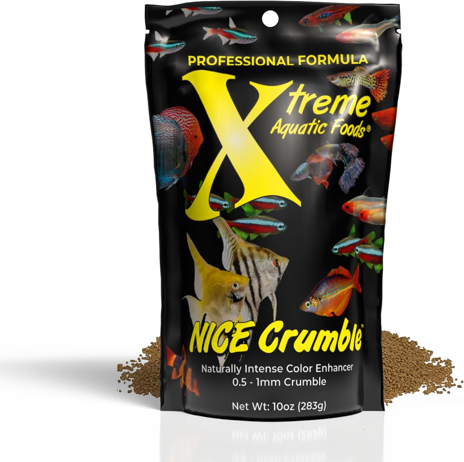 Xtreme Aquatic Foods Xtreme Nice&reg; Crumble 280Gms - 0.5Mm-1Mm Naturally (Super) Intense Color Enhancer Sinking Crumble Resealable Pouch, Fish Food