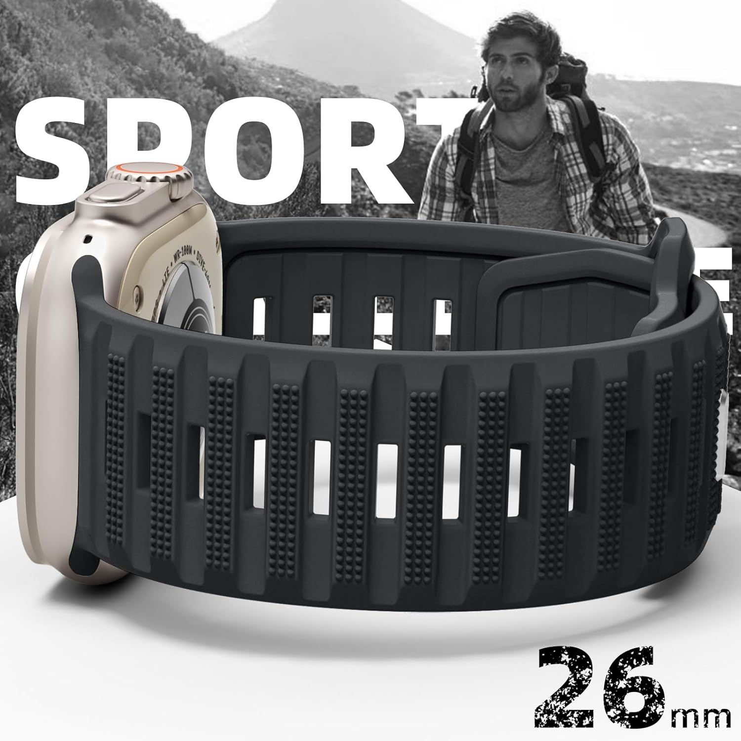 Witzon Sport Bands Compatible with Apple Watch Ultra Band 49Mm 46Mm 45Mm 44Mm 42Mm Men, Wide Soft Silicone Strap Rugged Smart Watches Replacement for Iwatch Ultra Series 11 10 SE 9 8 7 6 5 4 3 2 1 - Army Green image number 5