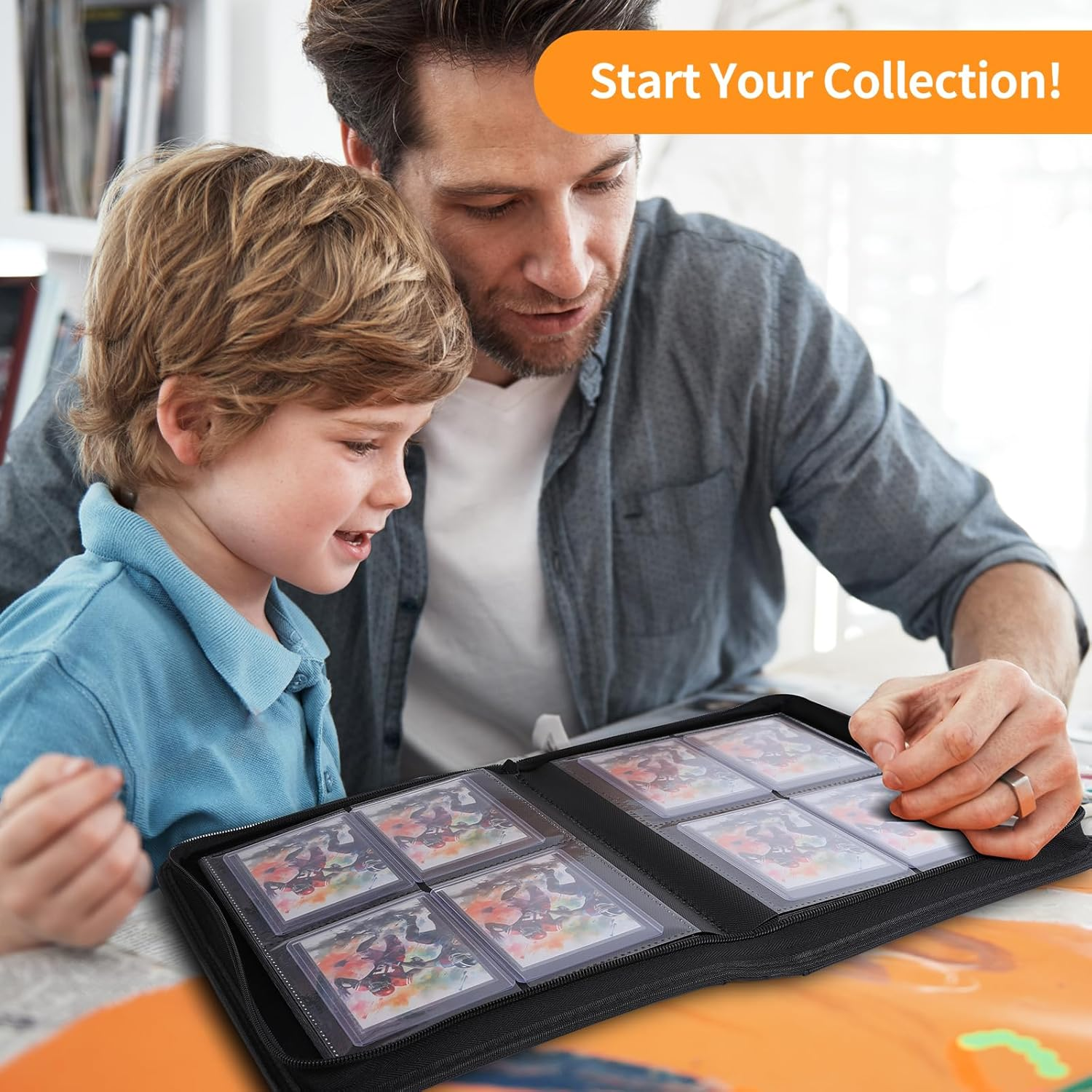 Zettokete Top Loader Binder 4 Pocket Holds 96 Cards, Toploader Binder Fit for 3" X 4" Top Loader, Trading Card Holder Album Fit for MTG, Yugioh, TCG, Sports Cards, 10 Toploaders Included, Black image number 3