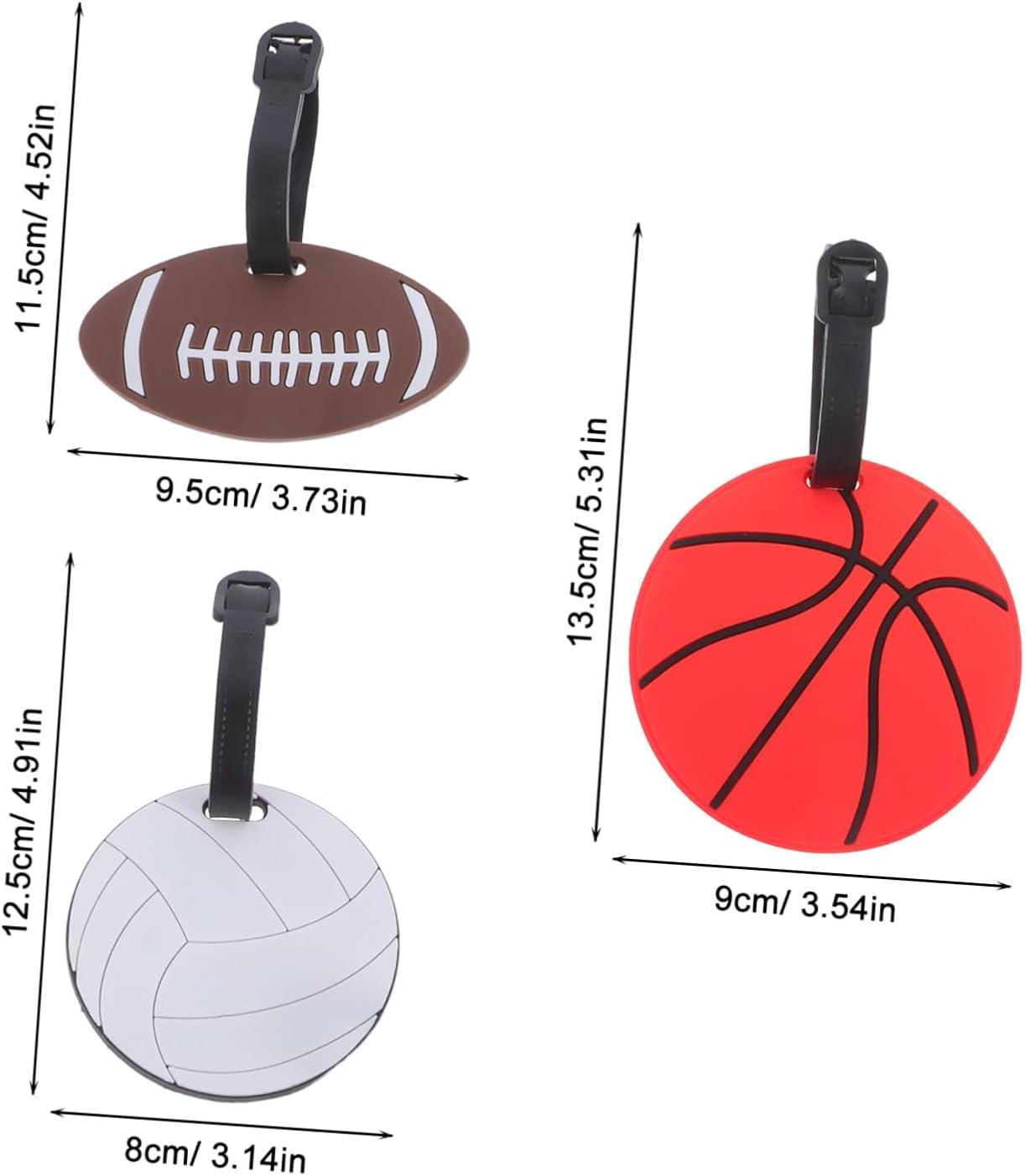 PACKOVE 5Pcs High Elasticity Ball Luggage Tags Volleyball Party Favors Playground Equipment Travel Tags image number 6