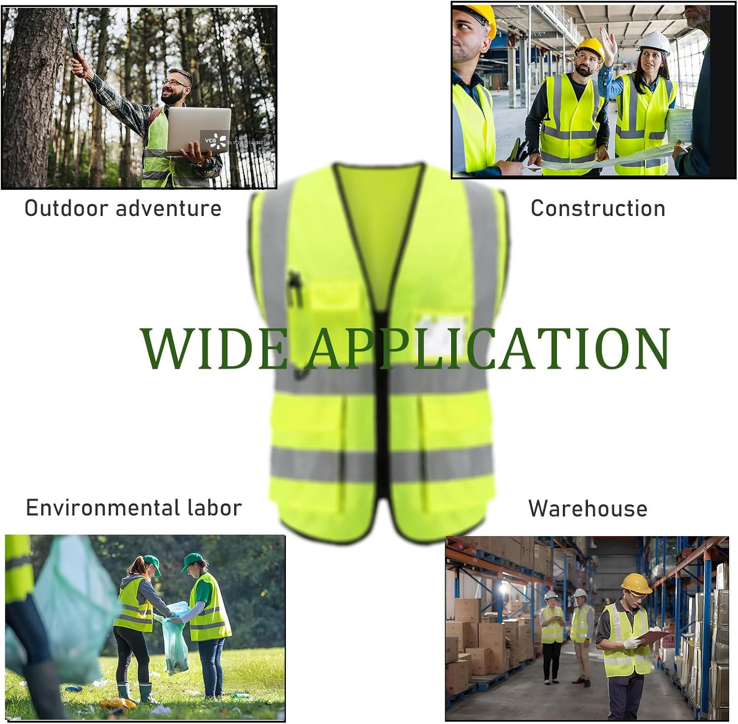 Olsdeeool High Visibility Safety Vest with Pockets, Lightweight, Reflective Strips, for Outdoor Working,Construction, Traffic, Wear to 140 to 160 Pounds-Oange image number 2