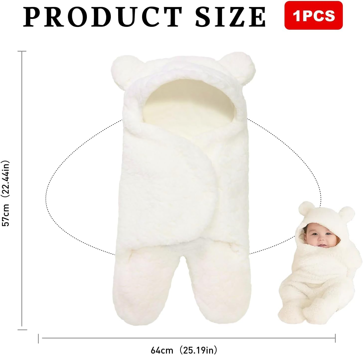 Lapetwbn Ultra Soft Plush Baby Swaddle Blanket for Newborns, Hypoallergenic Cashmere-Like Receiving Wrap, White Unisex Nursery, Stroller Toddler Sack, Ideal Skin Baby Shower Registry image number 3