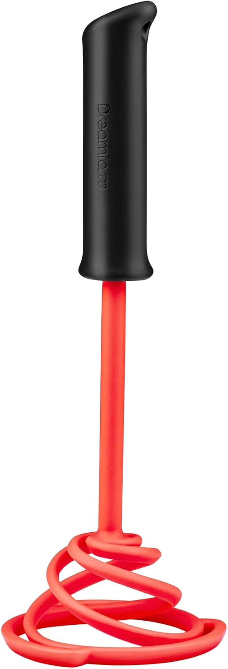 Dreamfarm Smood One-Handed & Ergonomic Soft-Grip, Stainless-Steel Vegetable & Potato Masher with Silicone Bowl Scraper - Black