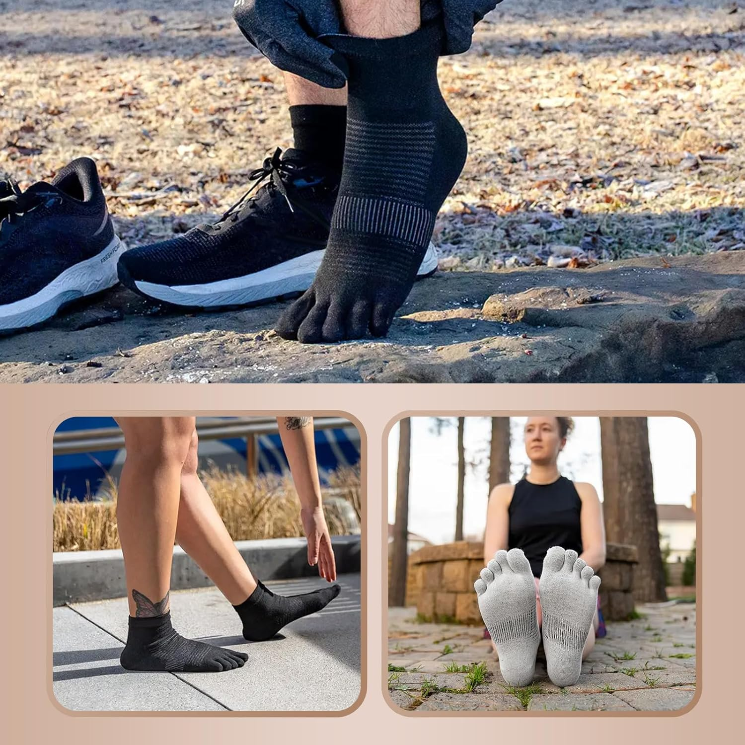 Viiotu 2 Pairs Middle Toe Socks for Women Men,Coolmax Five Finger Running Socks,High Performance Athletic Toe Socks No Show image number 1