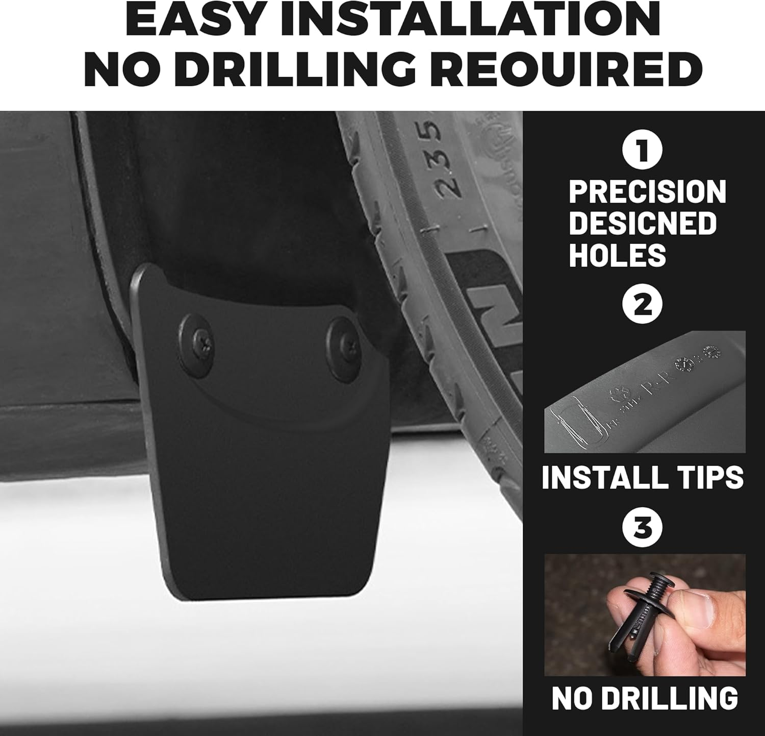 Mud Flaps for 2024 Tesla Model 3 Highland, 4 Pieces Car Splash Guards Mudguards for Front & Rear, No Drilling Required Mud Guard Accessories for Model 3, Car Fender Kits Easy Installation