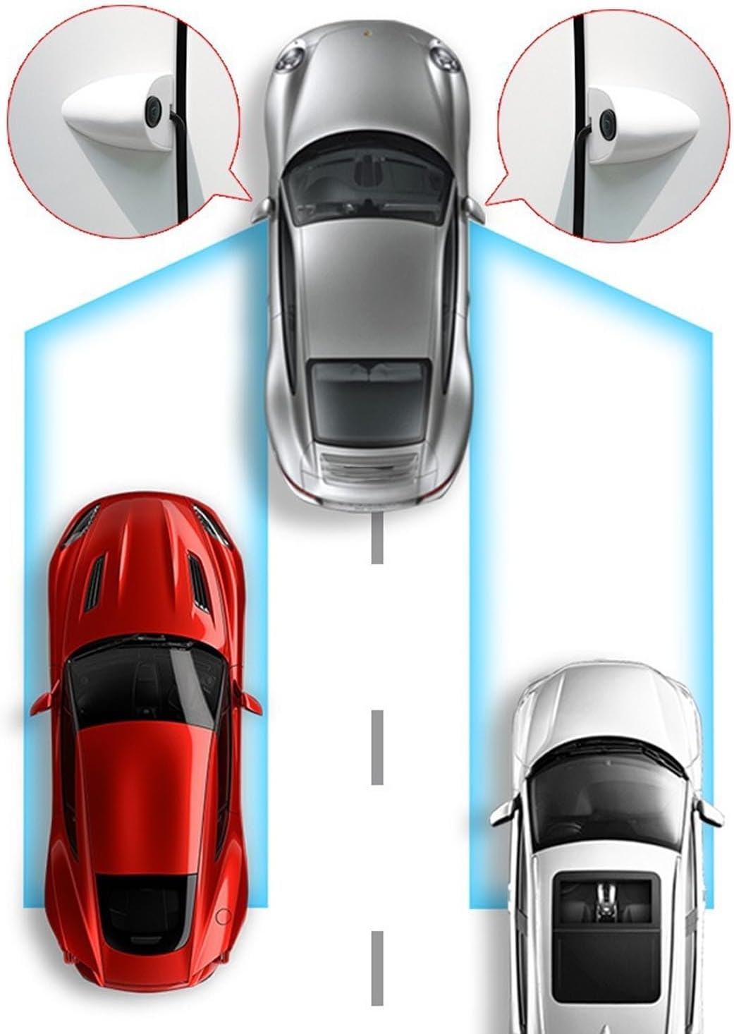 1 Pair Car Side View Camera, Crystal Clear 1280 X 720 720P AHD, Wide Angle Water Proof Design Eliminates Blind Spots for Safer Parking, for Vehicle DC12V (White) - Black image number 7