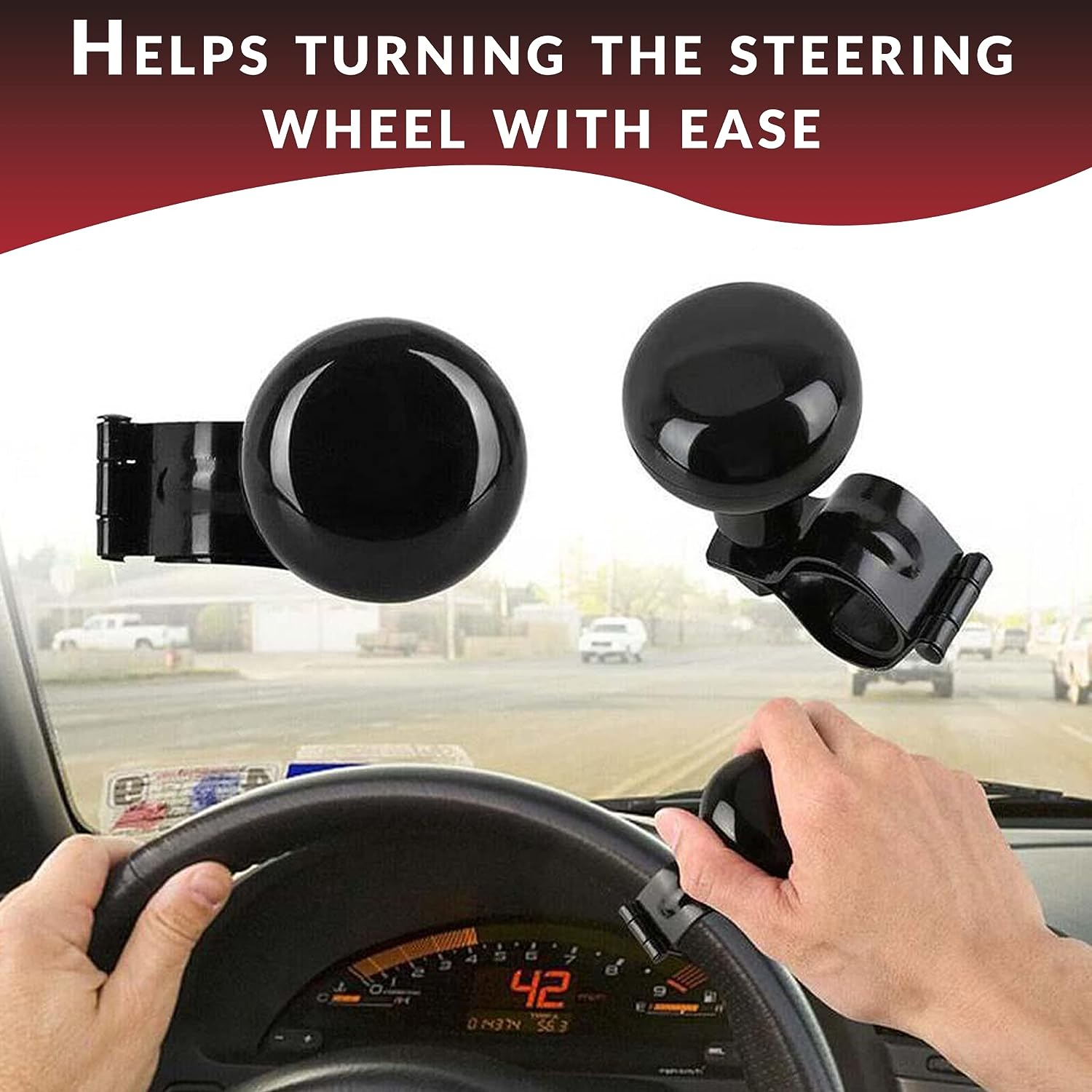 Zento Deals Classic Black Universal Fit Vehicle Steering Wheel Suicide Spinner Premium Quality Power Handles (Black 2) image number 1