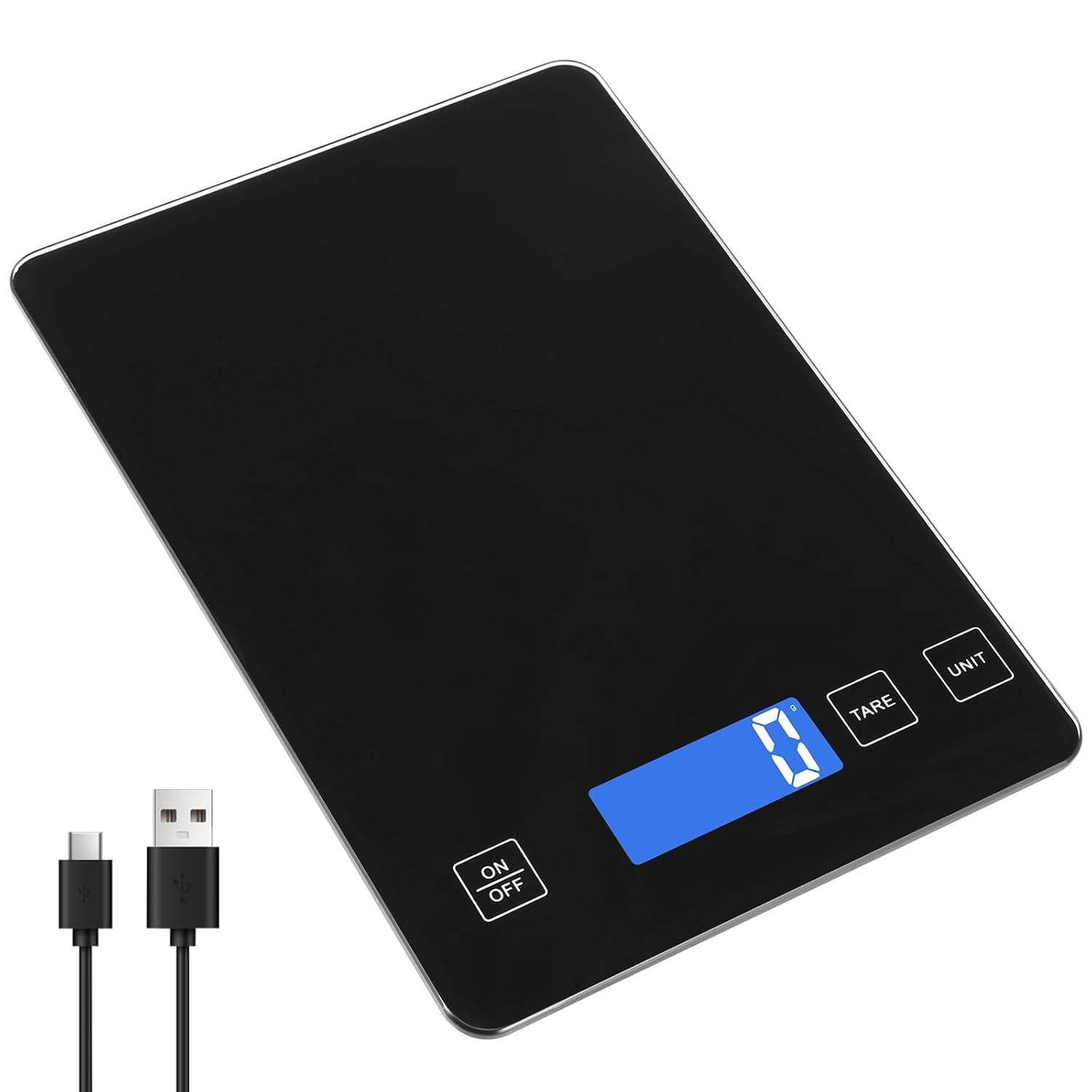 Digital Kitchen Scales 15Kg/33Lb Food Scale High Accuracy1G/0.03Oz Weight in Grams and Ounces Scale Waterproof Tempered Glass Platform with LCD Display for Cooking Baking (Black) image number 2