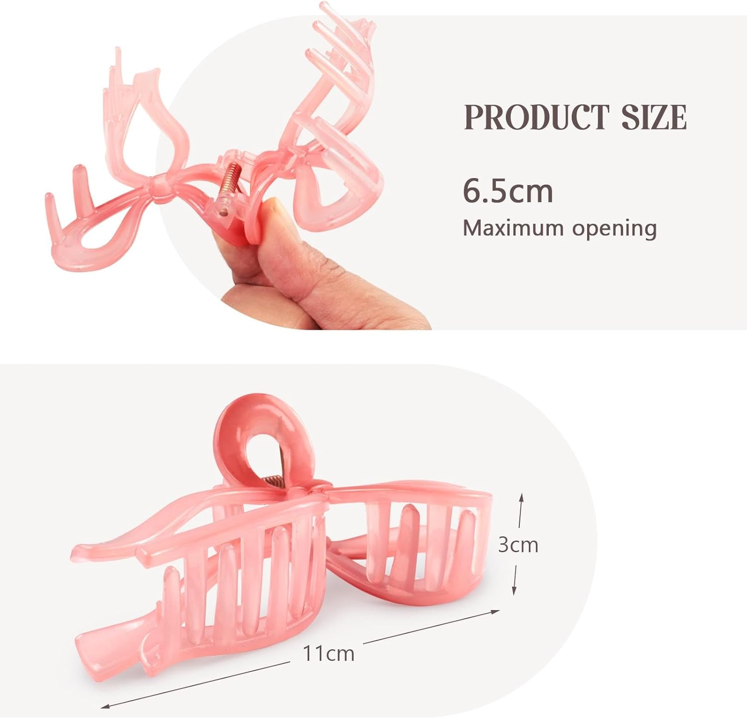 Tumurup Pink Hair Clip Bow, Pack of 4 Hair Clips Women Girls Hair Clip Bow Hair Clips Large 11 Cm Butterfly Claw Clip Hair Accessories for Thick Hair Long Hair image number 2