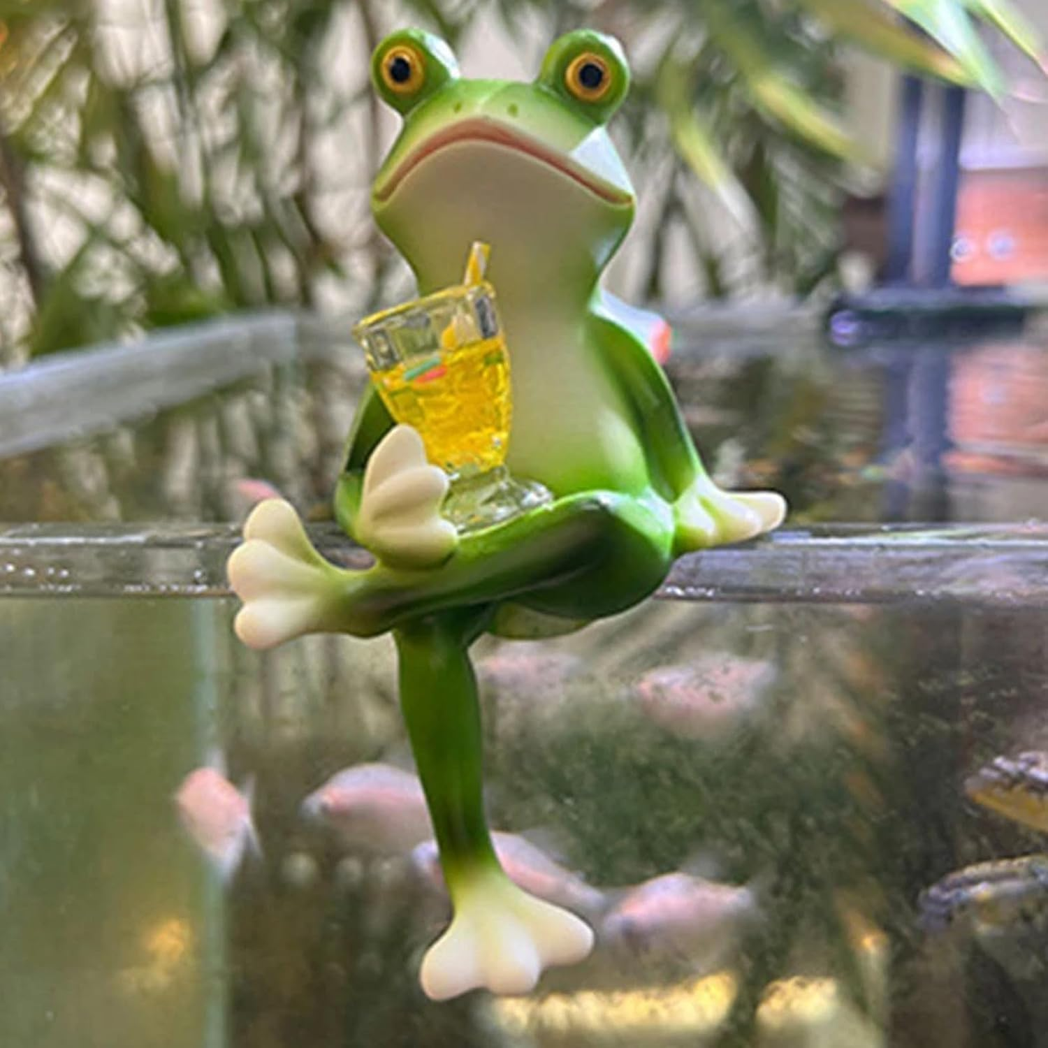 1 Pcs Resin Frog Garden Statue - Hand-Painted Cute Cartoon Frog Figurine for Outdoor Decor, Patio, Flower Pots & Lawn Ornaments ([C] Sit) image number 1