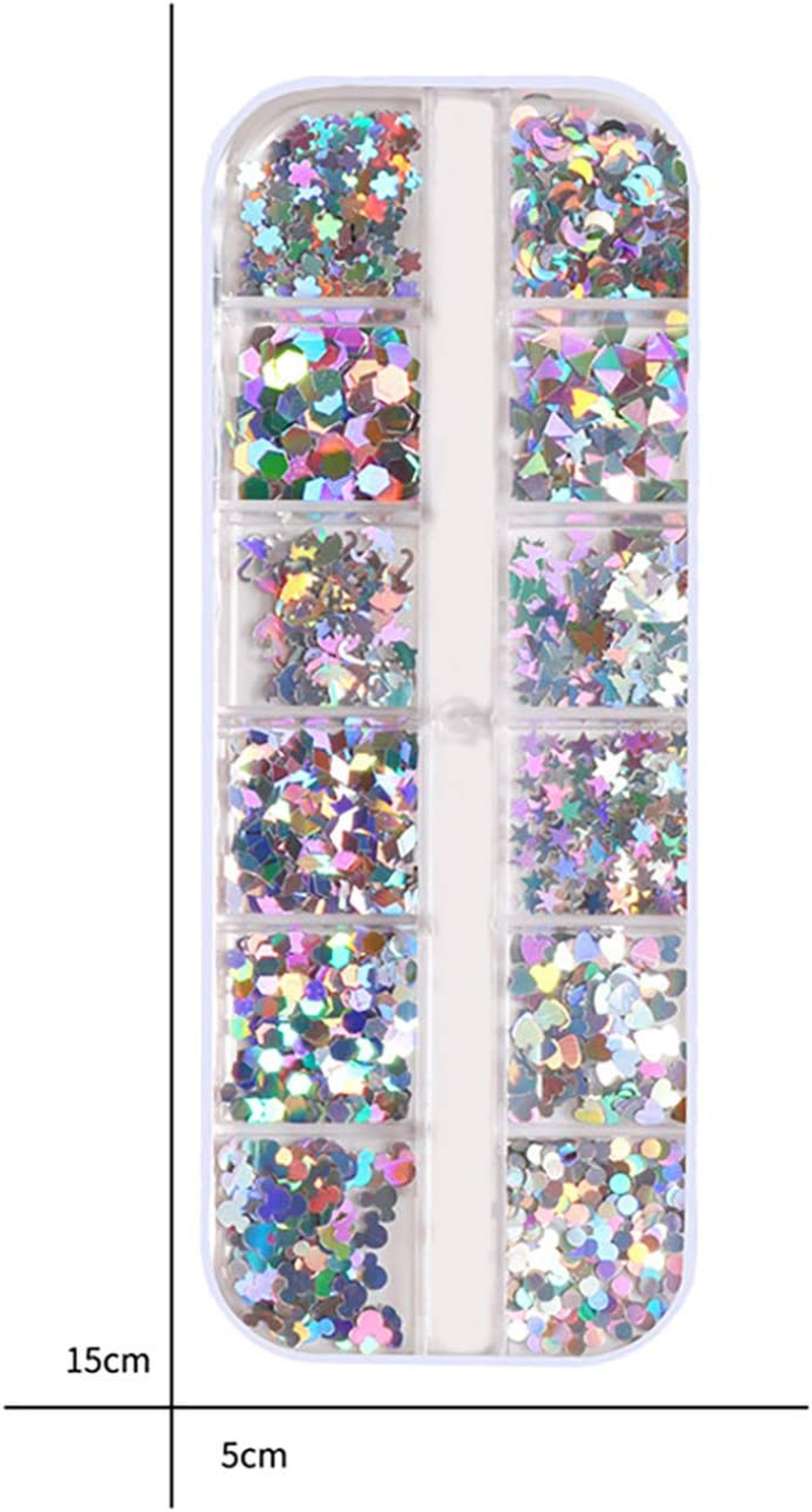 2 Big Boxes Nail Holographic Glitter Sequins for Nail Art Decoration Ultra-Thin image number 2