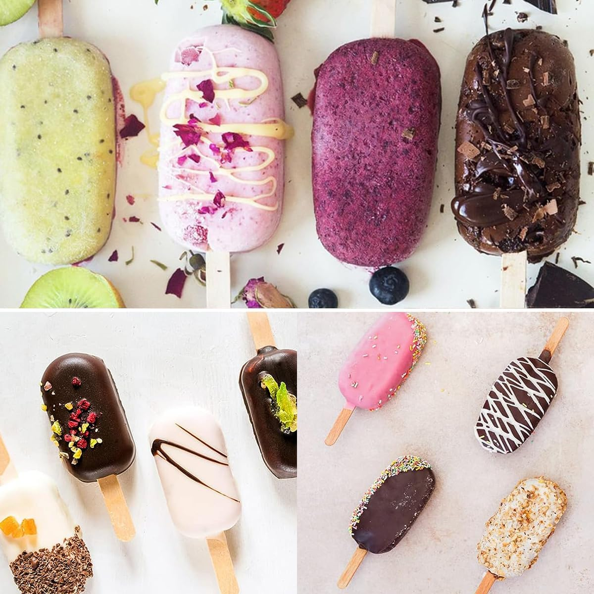 Cake Pop Moulds 2 Pack Silicone Ice Cream Molds with 2 Covers Large 10.2X5.7 Inch Bpa-Free Oval Popsicle Cakesicles Mold for DIY (Wooden Popsicle Sticks Not Included) image number 1