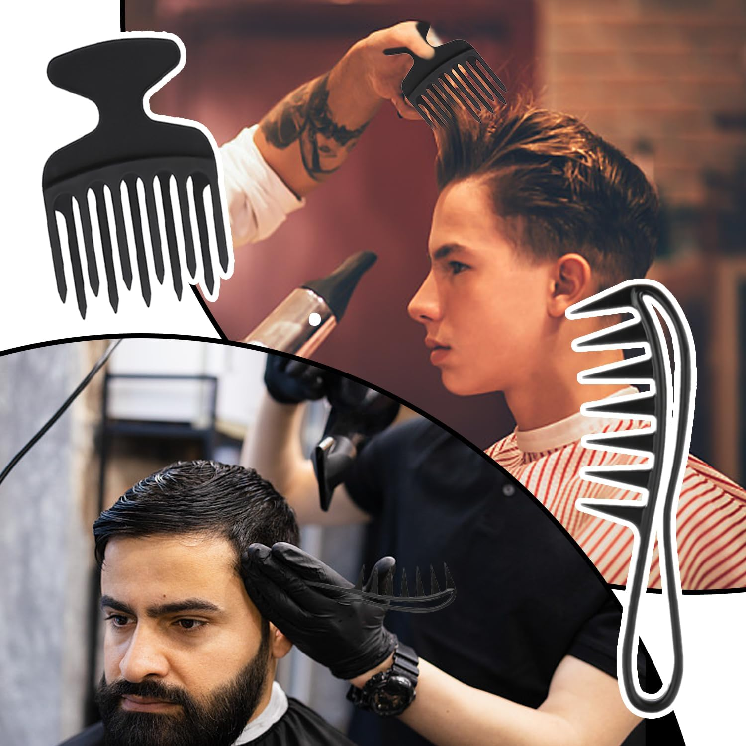 2 Pieces Wide Comb, Curly Comb, Hairstyle Making Tools, Portable Comb, Hairdressing Salon Tool image number 1