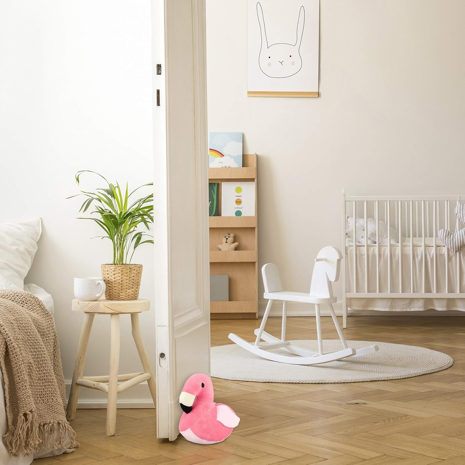 Relaxdays Flamingo Doorstopper, Decorative Floor Bumper, Standing, Filled Fabric Door Stop, Pink image number 5