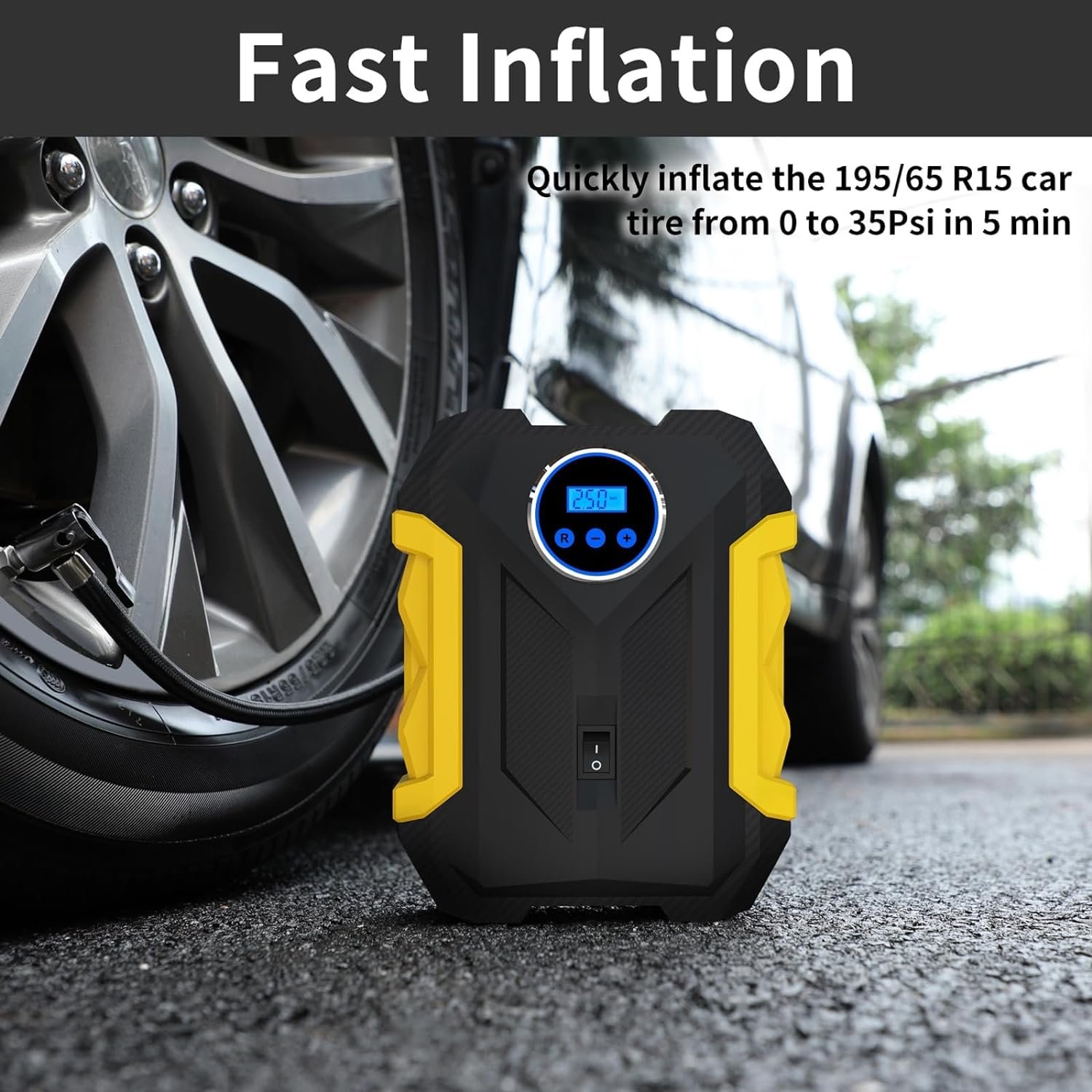 Air Compressor Tire Inflator, Digital Air Compressor Portable with LED Light 12V DC, 150PSI Auto Pump Portable Tire Inflator for Car, Bicycle, Motorcycle, Balls, Balloons image number 5