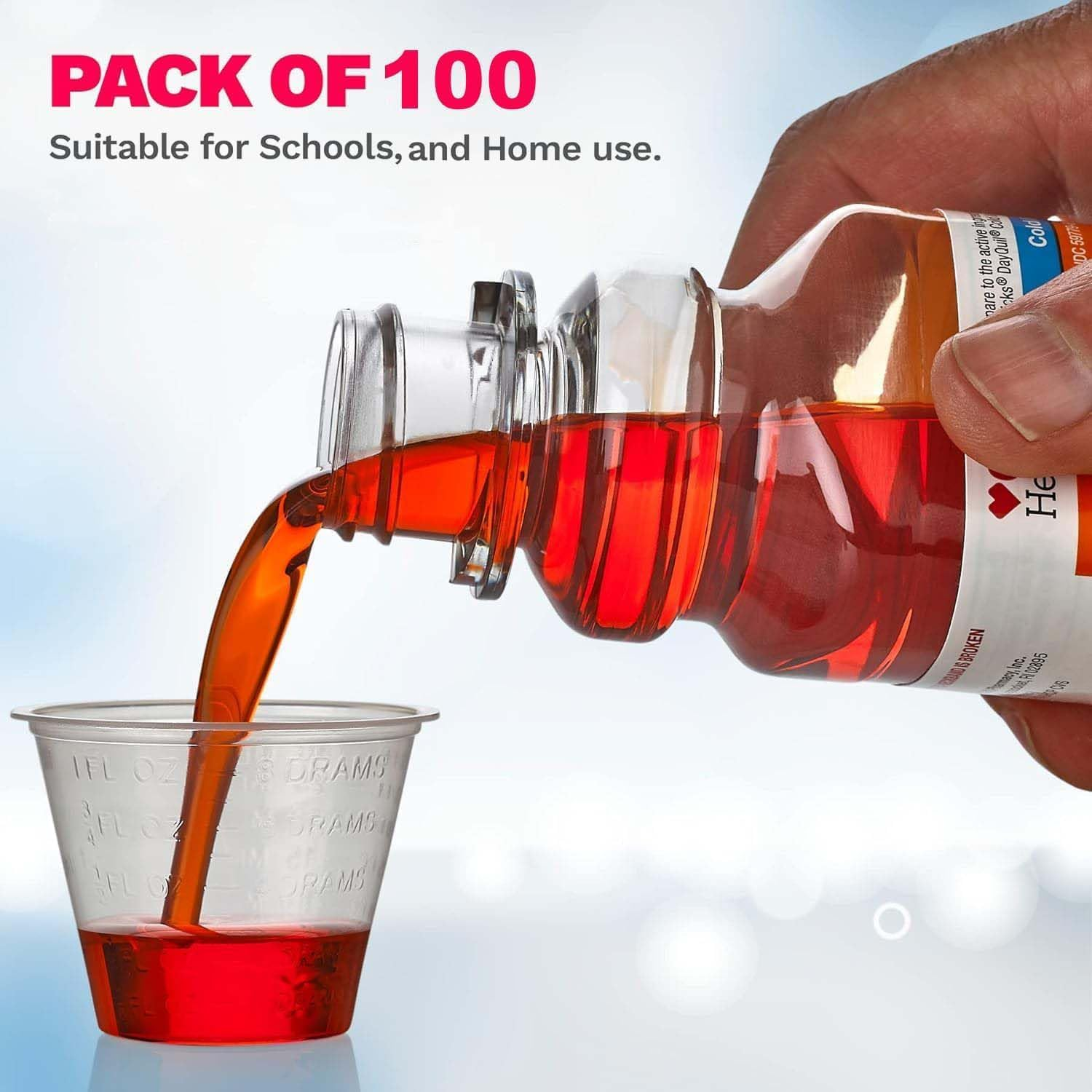 Clear Medicine Cups (1Oz) - Pack of 100 - Plastic Disposable Graduated Medicine Cups with Measurements for Medication Arts & Crafts Mouthwash and More image number 5