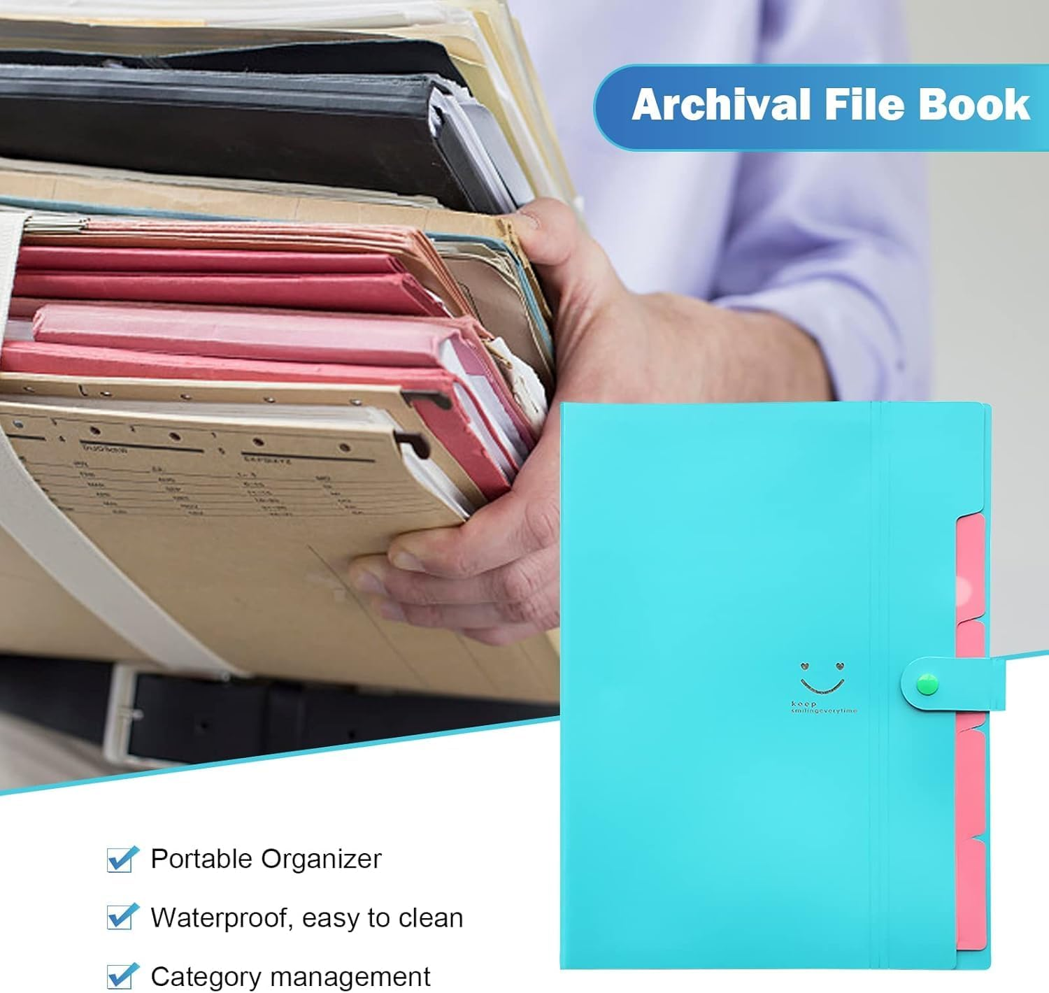 SOVYOULIVE 10PCS Expanding File Folder with Labels, 5 Pocket A4 Letter Size Accordion File Organizer for Document School Office Supplies(10 Colors) image number 3