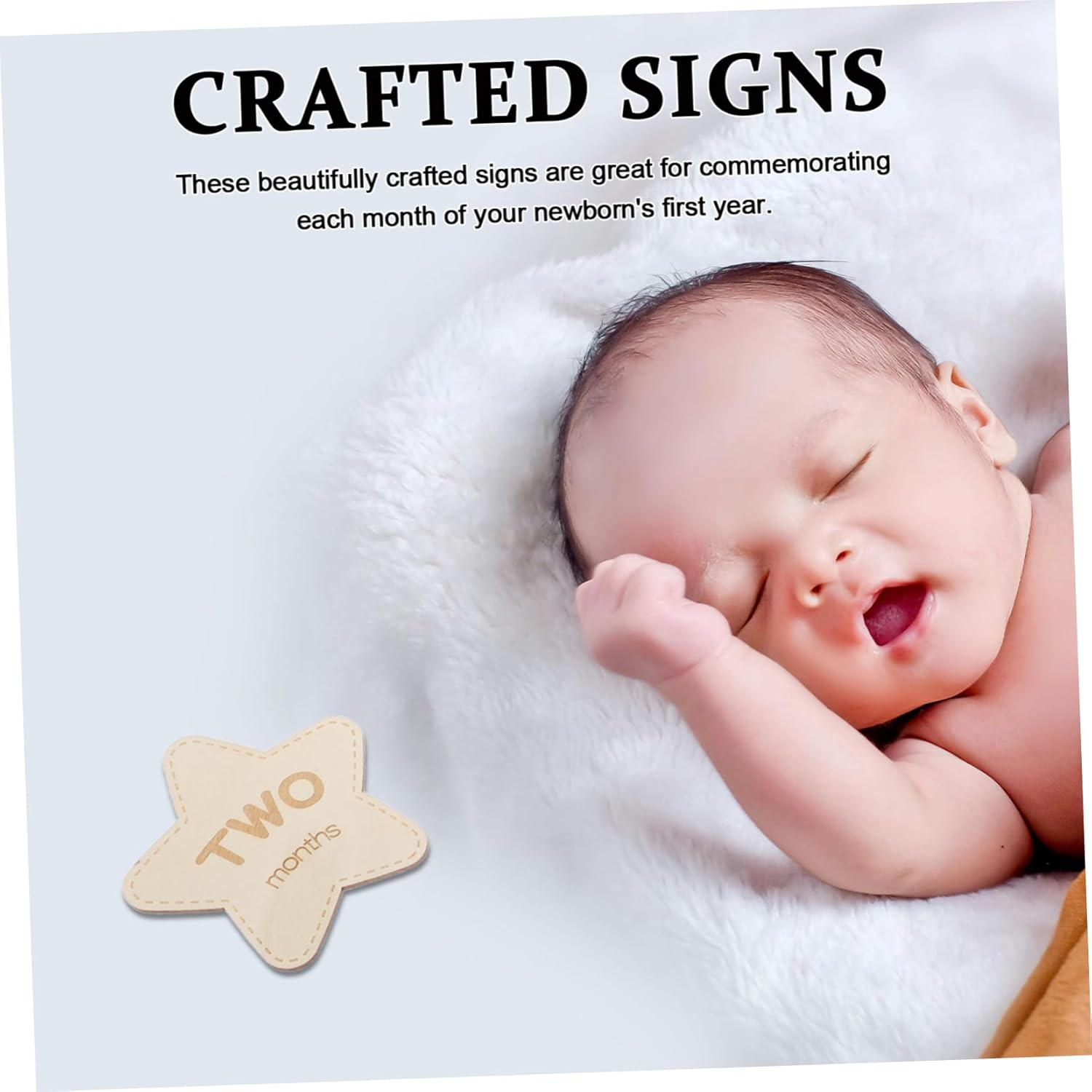 6Pcs Wooden Star Plaque Newborn Commemorative Sign Monthly Marker Keepsake Props for Photography image number 6
