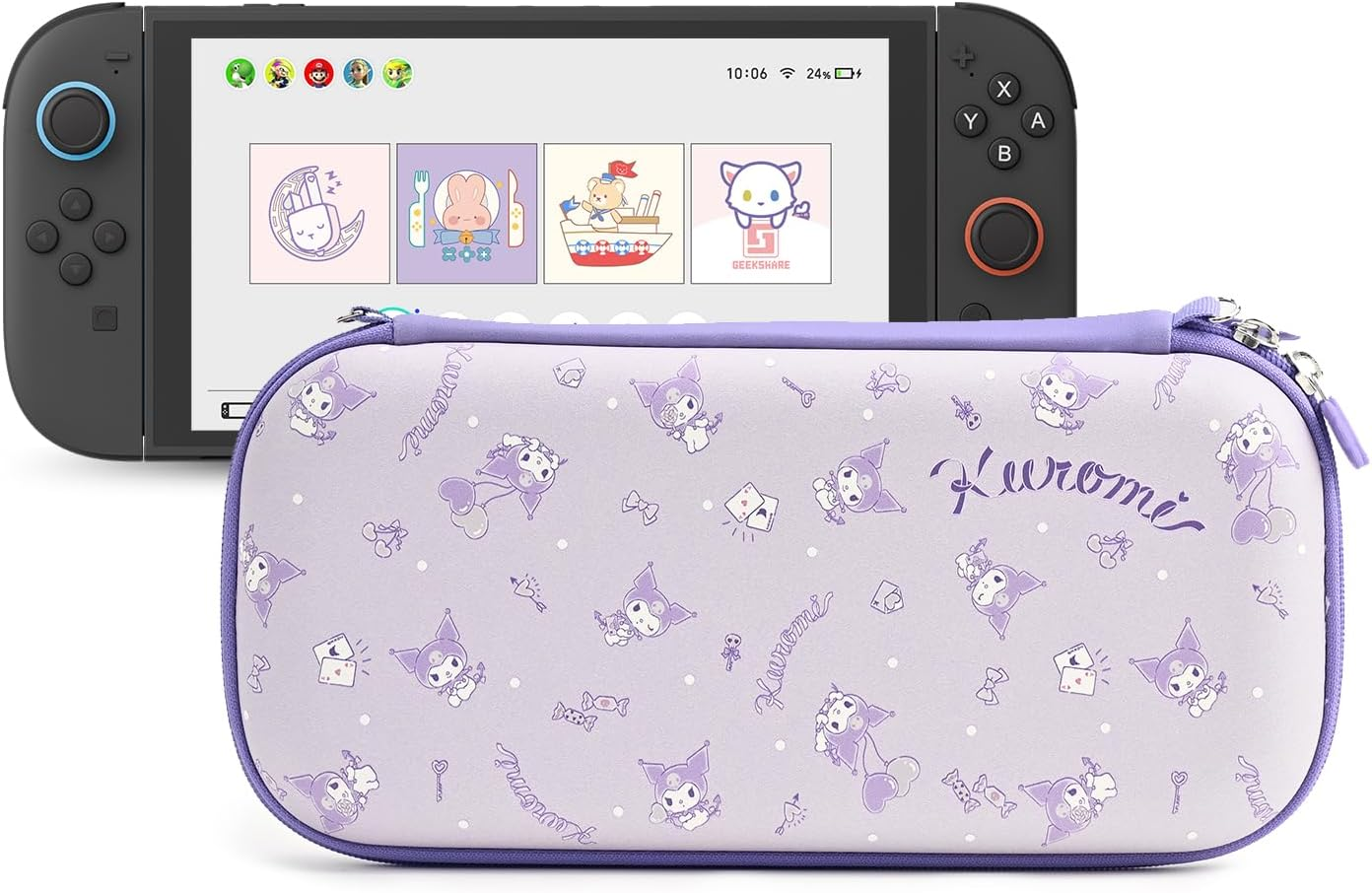 Kuitmor Carrying Case Compatible with Switch 2 (2025) 7.9 Inch, Hard-Shell Slim Travel Case with 12 Game Card Slots for Switch 2 Console and Accessories, Candy Party (Blue)