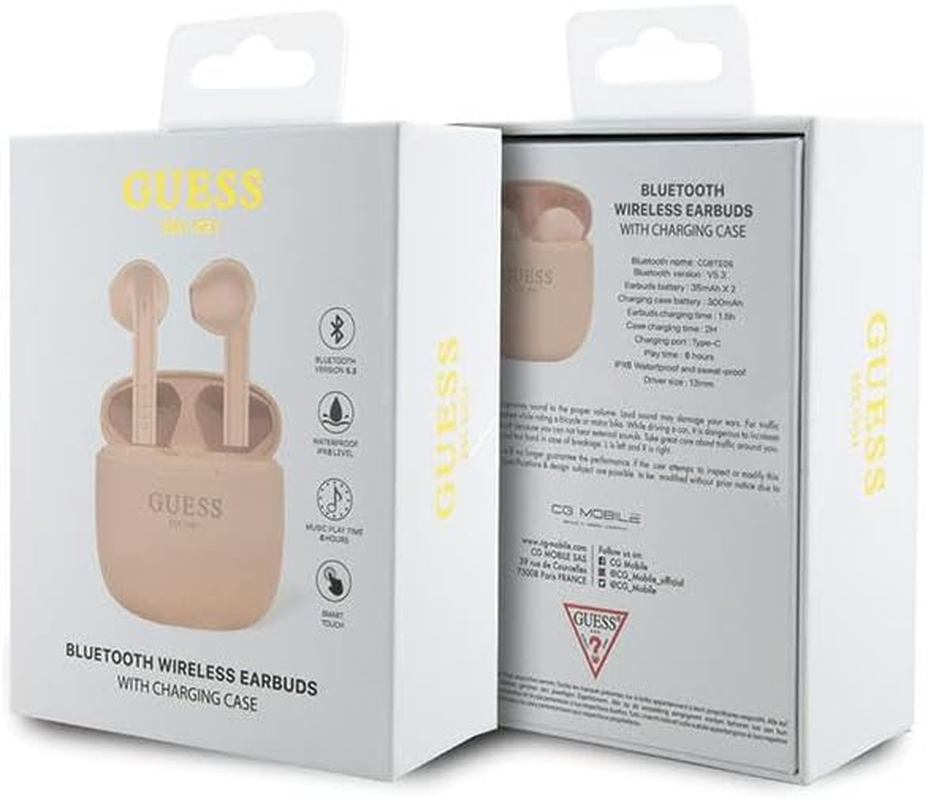 Guess GUTWST26PSP TWS Bluetooth Headphones + Docking Station Pink Classic EST Logo image number 3