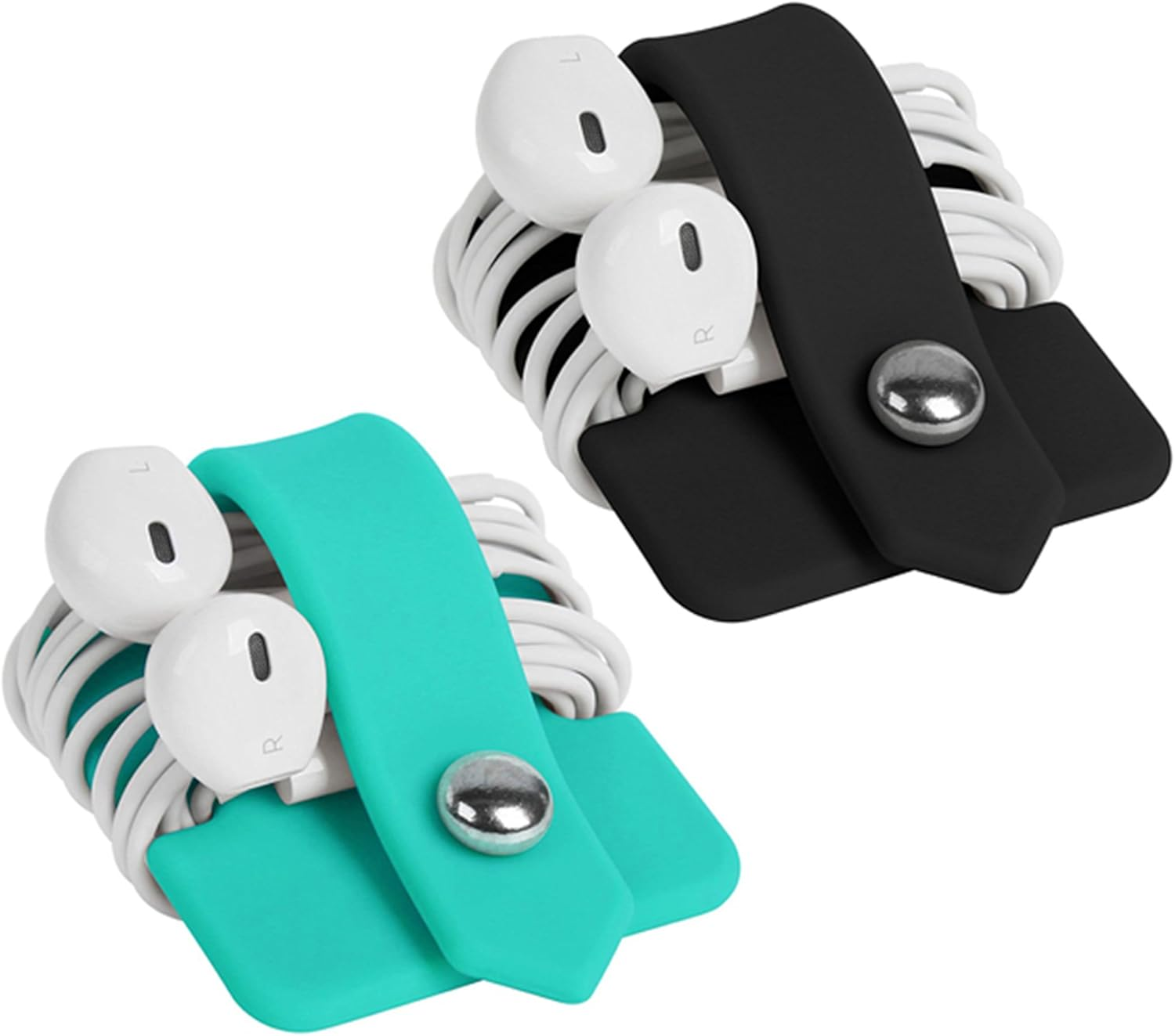 Cord Organizer Tangle-Free Earphone Organizer Headphone Earphone Cable Organizer Cord Wrap Winder Earbuds Wrap Winder Cord Manager Cable Winder 2 Pieces Black+Blue