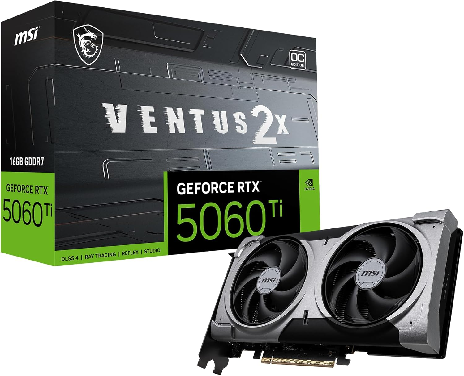 MSI Gaming RTX 5060 Ti 16G Ventus 2X OC plus Graphics Card (16GB GDDR7, 128Bit, Extreme Performance: TBA Mhz, Displayport X 3 2.1A, HDMI 2.1B, NVIDIA Blackwell Architecture)