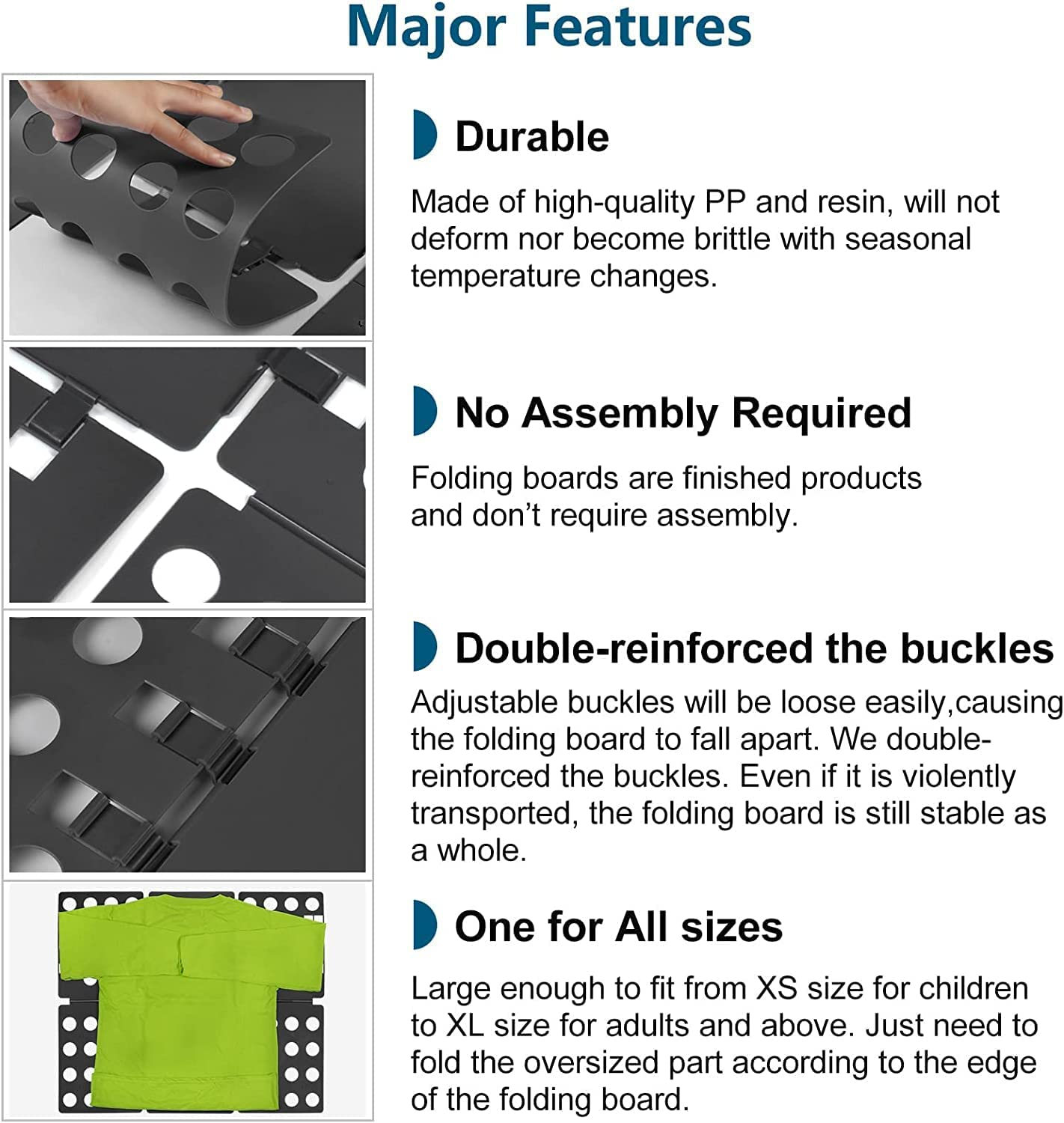 Shirt Folder Clothes Folding Board Laundry Room T Shirt Adjustable PP Plastic Folding Board Easy to Fold Clothes, Black image number 1