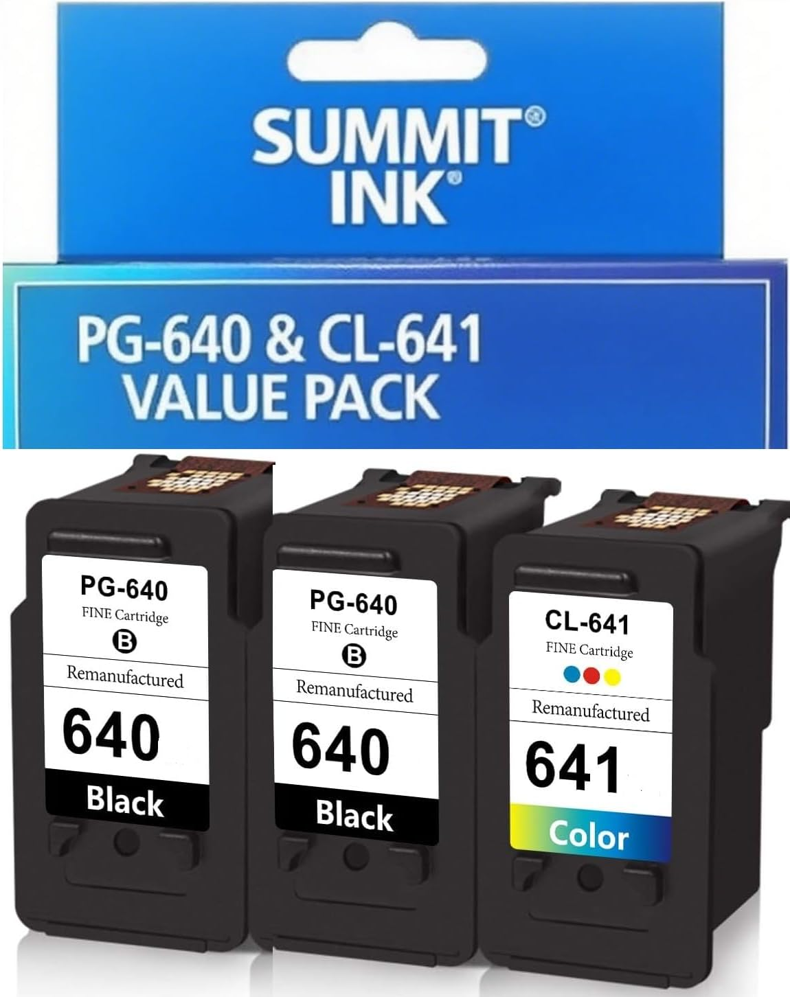 Summit Ink 640 & 641 Triple Pack Compatible with Canon PG640 640XL & CL641 641XL for Canon PIXMA MG3560 MX536 MX476 MG3660 TS5160 (2BK 1C)