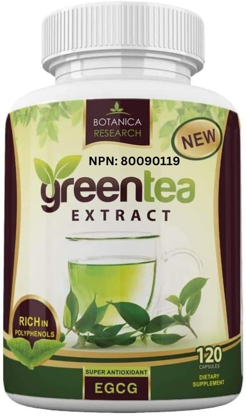 Green Tea Extract EGCG Polyphenols Supplement Stomach Energy Pills Antioxidant Complex Vitamin 500Mg Capsules for Women Men image number 2