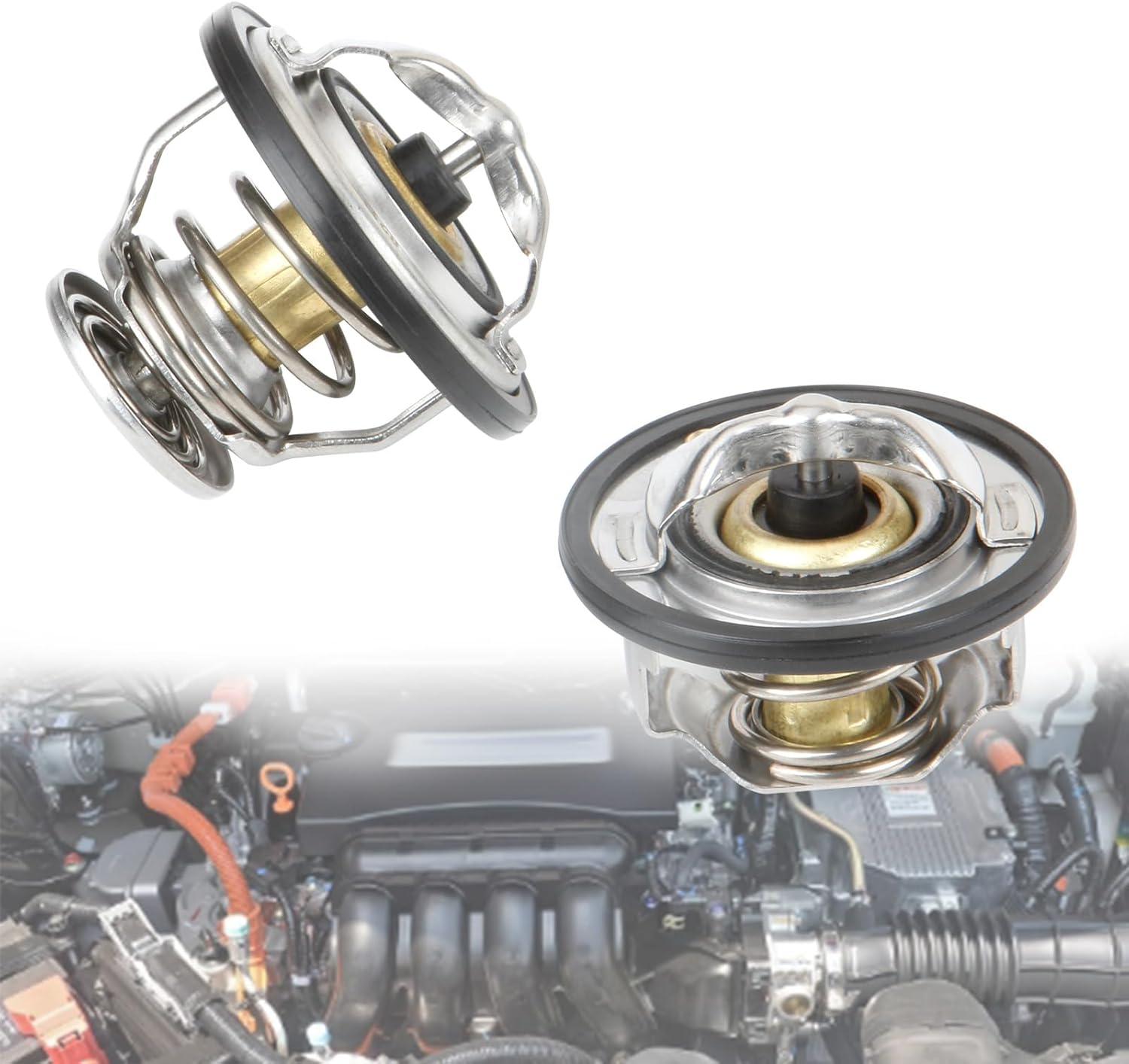 MITZONE Front & Rear Thermostat Kit with Seal Compatible with 2001-2017 Chevy Silverado 2500 HD 3500 Express 2500 3500 GMC Sierra 2500 HD 3500 Savana 2500 3500 6.6L Diesel