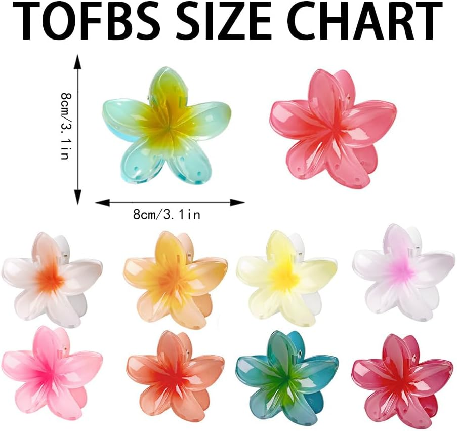 TOFBS Pack of 10 Egg Flower Hair Clips for Thick Thin Hair Bohemian Hawaiian Hair Clips for Women Hair Styling Hair Claw Beach Party Pool Holiday Accessories image number 3