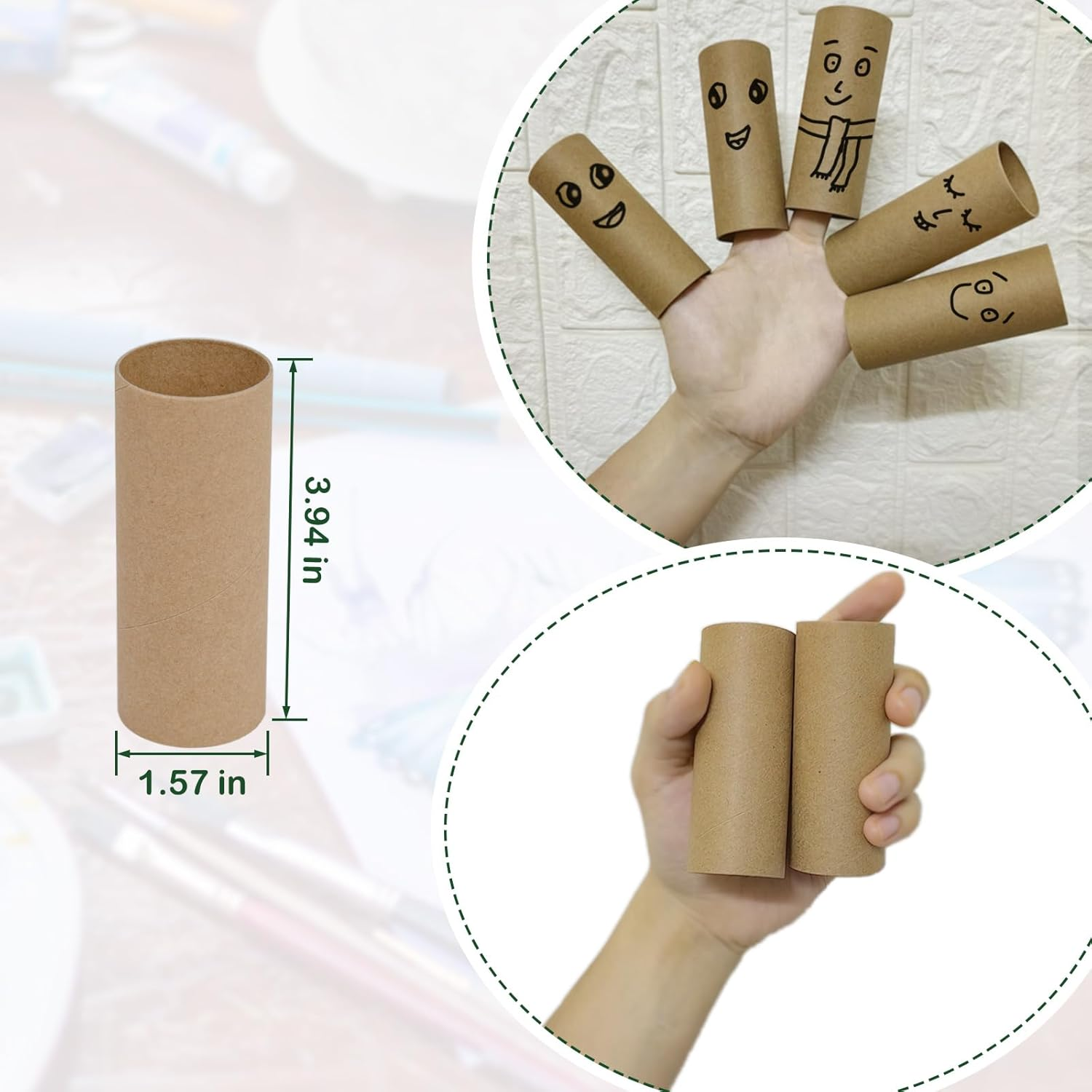 HESESOH 50 Pack Cardboard Tubes for Crafts - 1.57 X 3.94 Inches - Brown Toilet Paper Empty Rolls round Thick Tubes Sturdy for Classroom Family Handmade DIY Projects image number 1