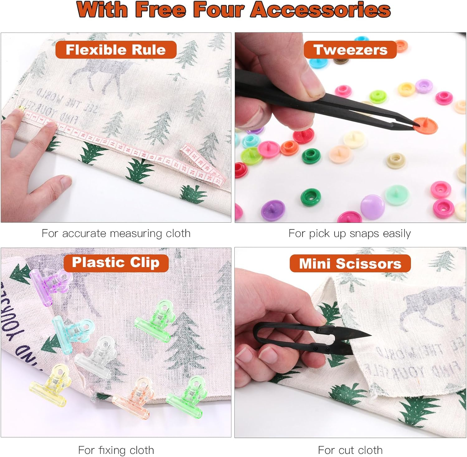 Tanstic 405Pcs Snaps Plastic Buttons with Pink Color Snaps Pliers Set 384Pcs 24 Colors T5 Plastic Snaps with Hand Tools and Sewing Clips for Clothes Sewing, Bibs, Rain Coat Crafting image number 1