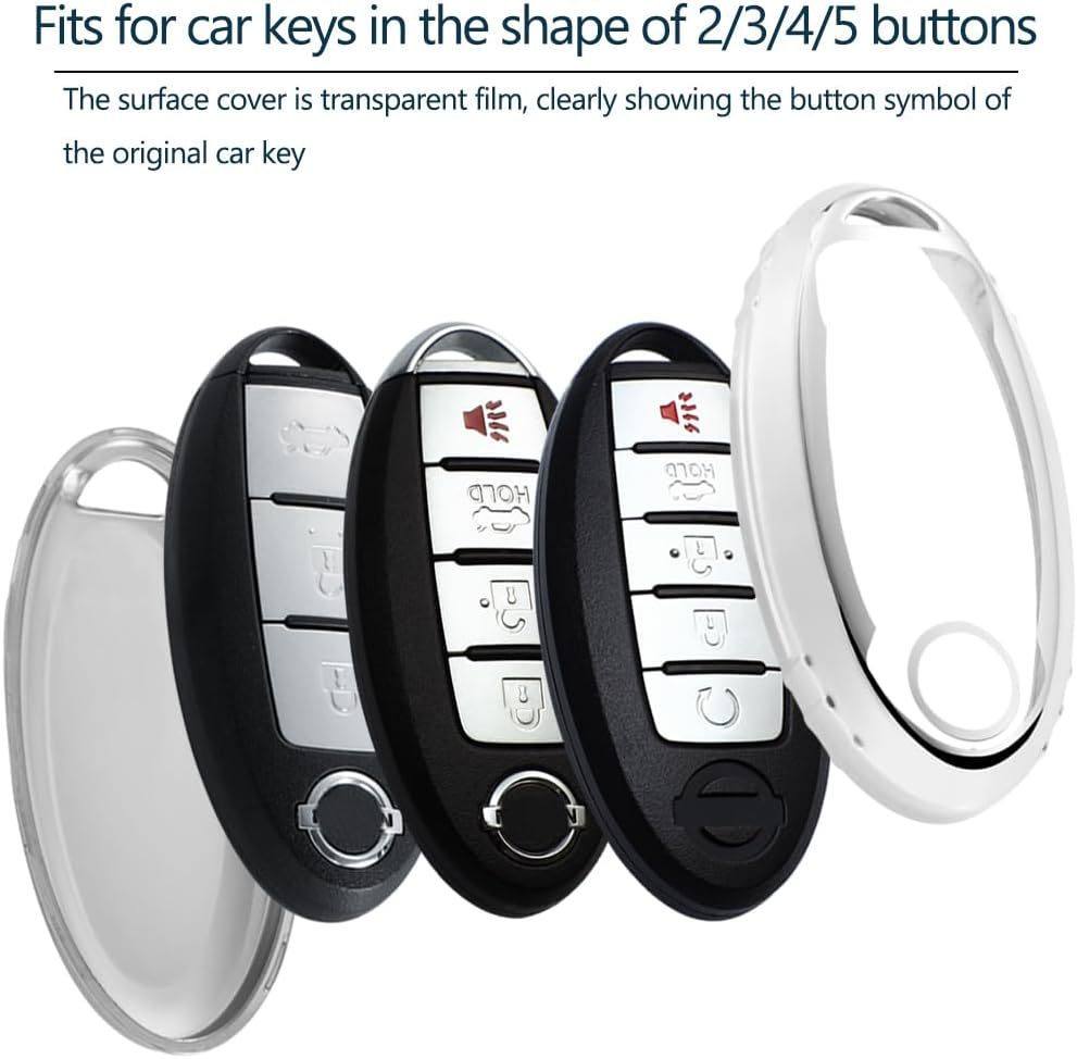 Lcyam TPU Smooth Case Key Fob Cover with Keychain Holder for 3/4/5 Button Nissan Altima Maxima Sentra X Trail Patrol Murano Pathfinder Serena Kicks Armada Juke Versa Accessories, Black image number 6