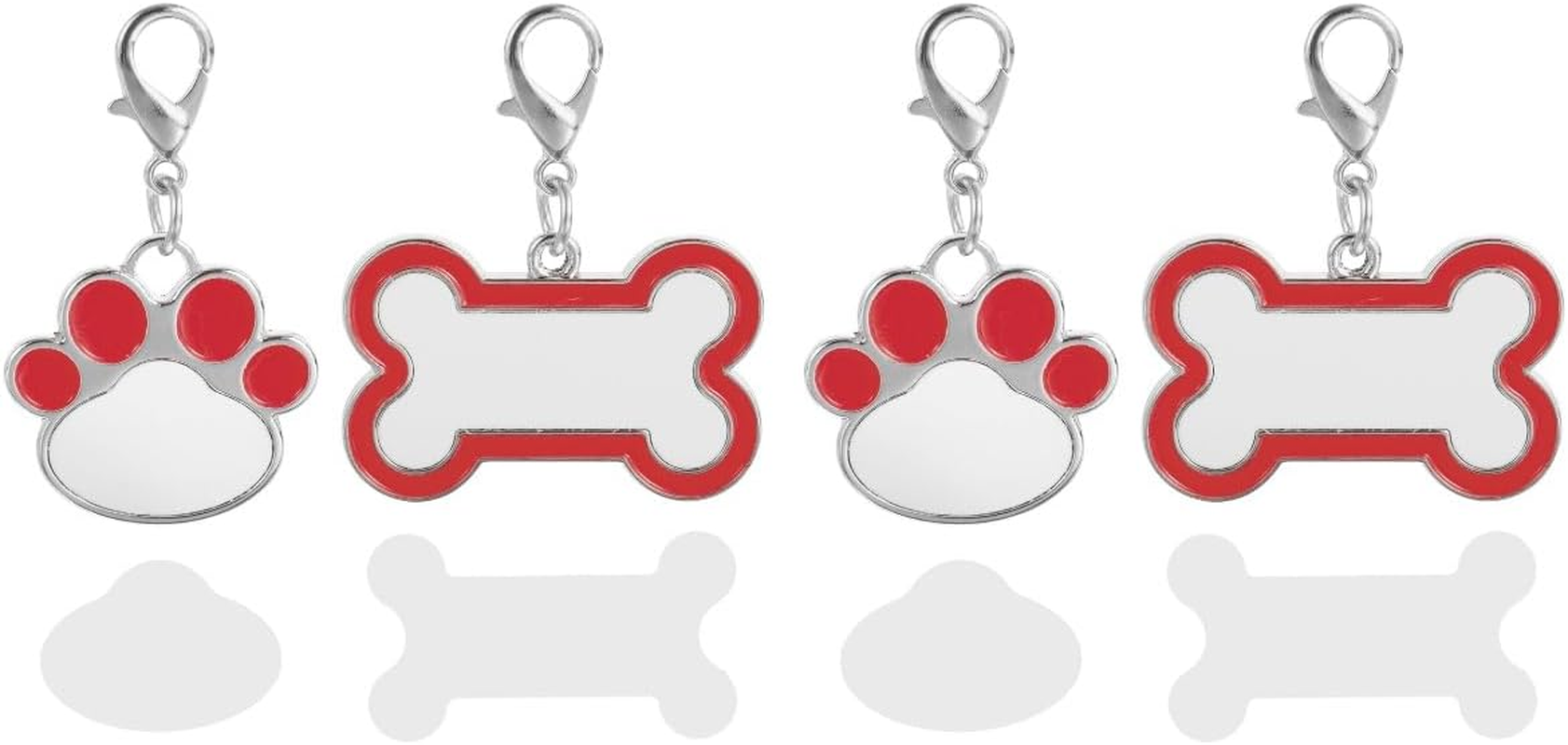 LUOZZY 4 Pcs Sublimation Blank Dog Tags Heat Transfer Puppy Kitten Tags Pendent Blank Craft Pet Tags Supplies - Red image number 5
