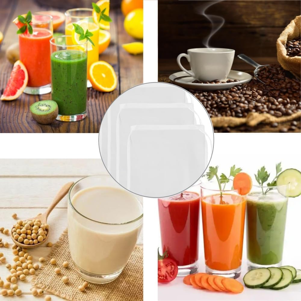 8 Pcs Nut Milk Bags, 20X30 Cm 200 Mesh Nylon Filter Strainer, Food Grade Reusable Food Strainer Bag with Drawstring for Straining Fruit Juice,Nut Milk,Doufu,Almond,Coffee,Yogurt and Soup image number 1
