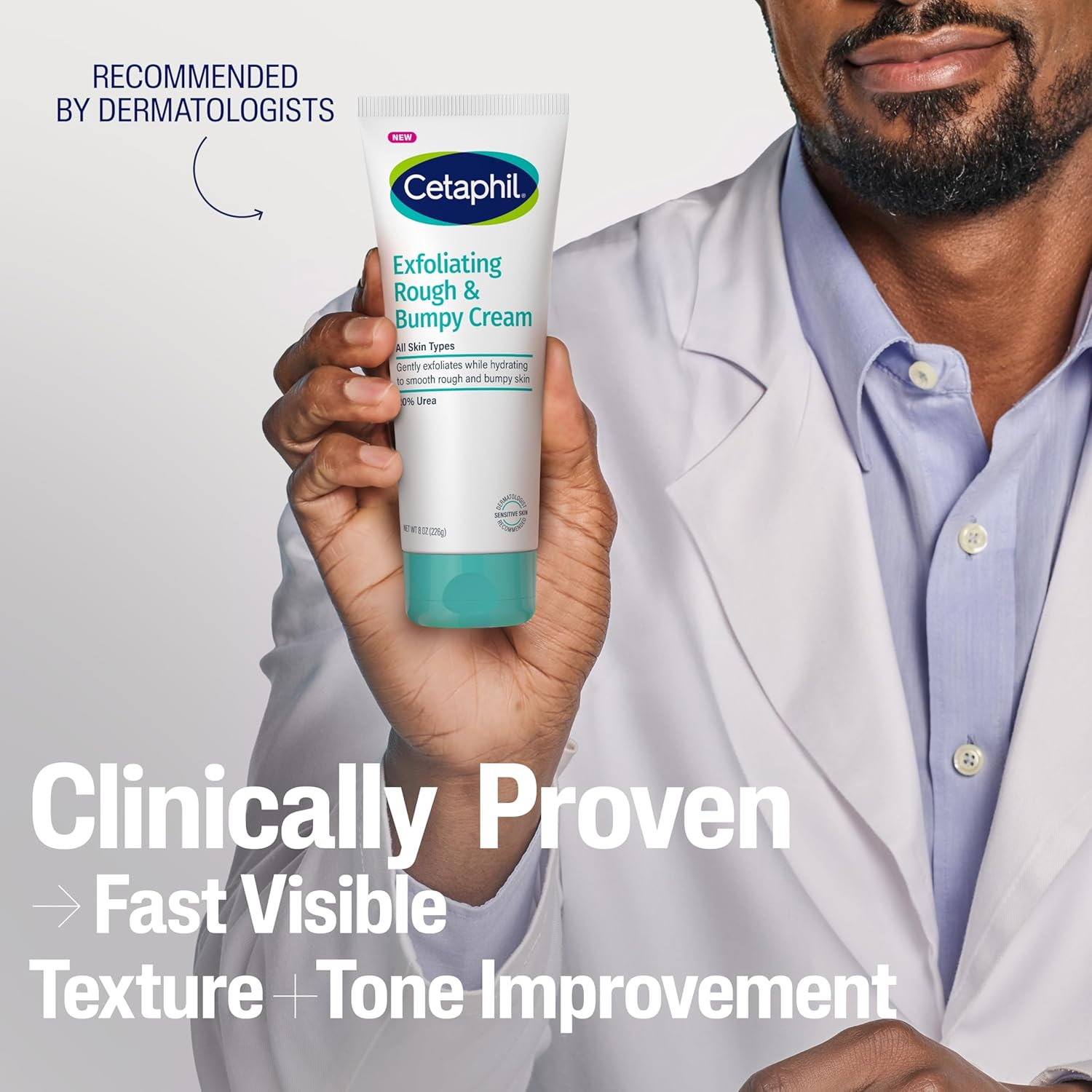 CETAPHIL Exfoliating Rough & Bumpy Cream, Lightweight Cream for All Skin Types, 8 Oz Tube, 20% Urea, Gently Exfoliates, Refines Skin Texture, Dermatologist Recommended Brand image number 5