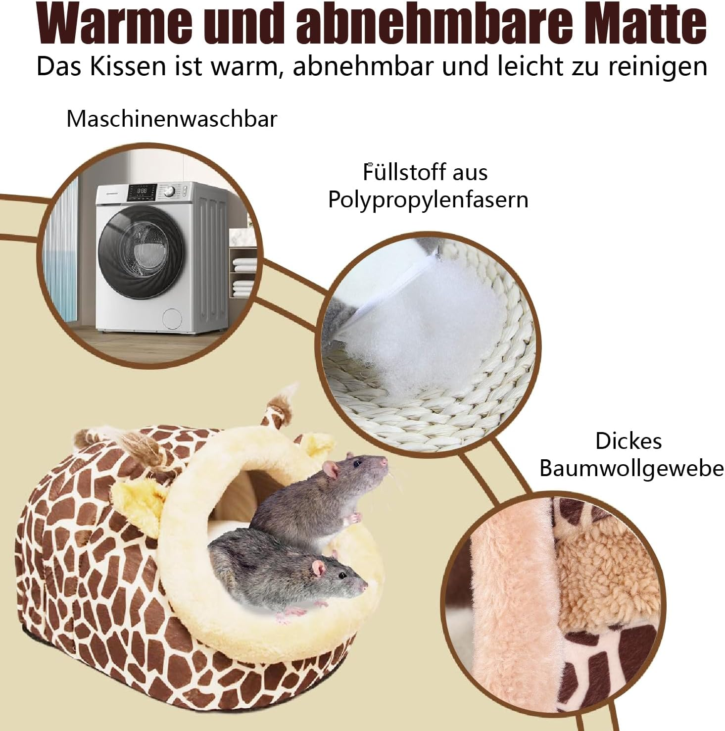 Pet Bed, Small Animal House Bed, 1 Soft Cushion Sleeping Bag Nest, Ideal as a Guinea Pig Bed, Small Animal Cave for Chinchilla, Guinea Pig House image number 2