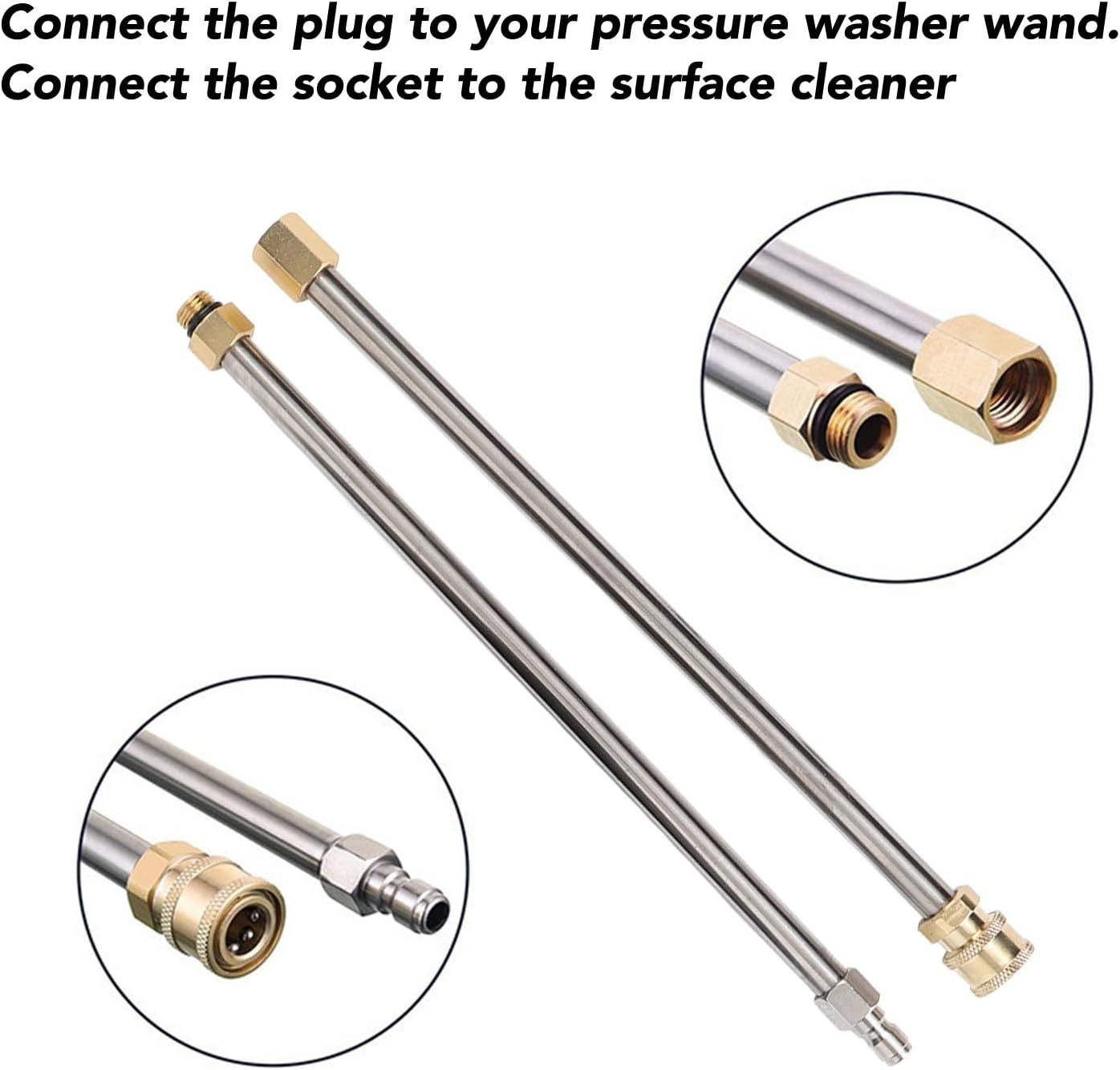 13 Inch Pressure Washer Surfaces Cleaner, 2500PSI Stainless Steel Surfaces Cleaner with 1/4 Inch Quick Connect and 2 Extension Wands Power Washer Attachment for Concrete, Driveway image number 4