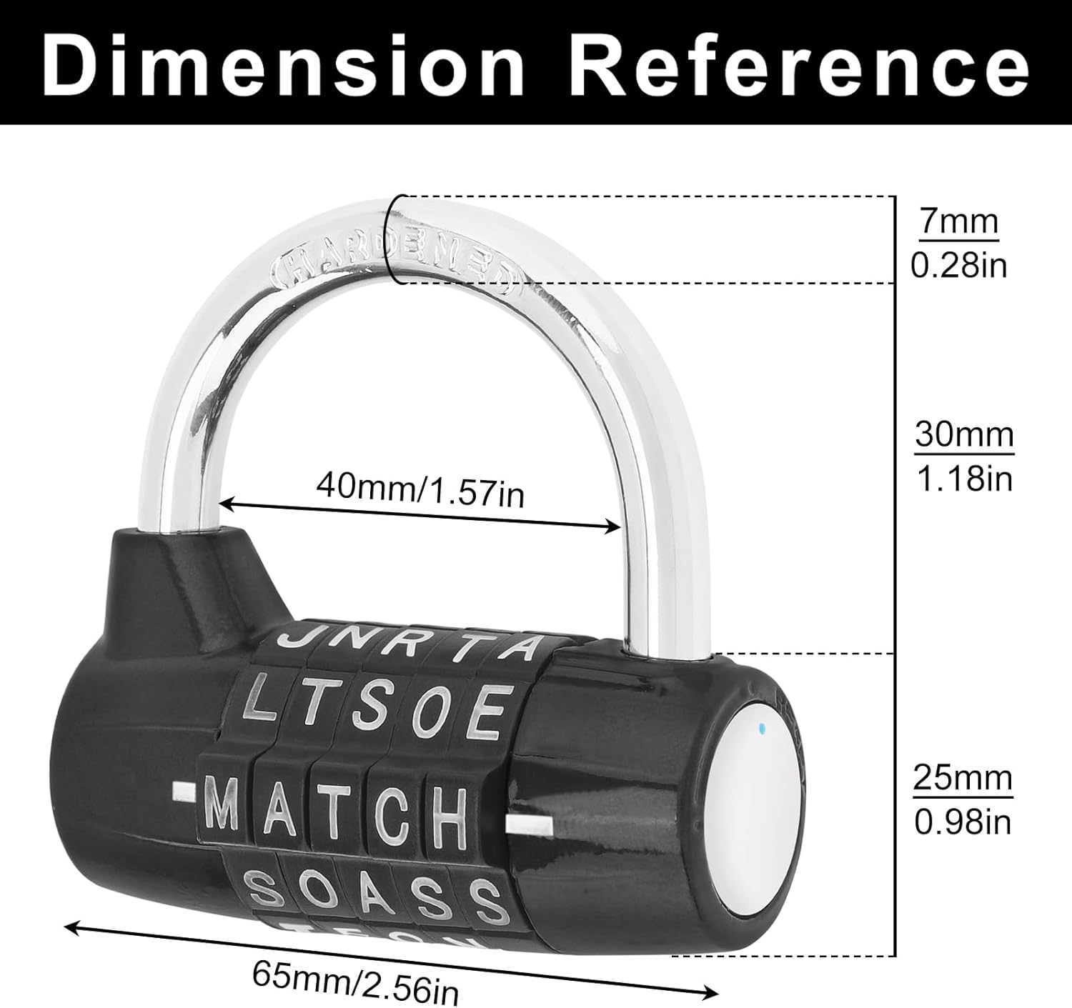 HOJLKLD Gym Locker Lock 5 Letter Word Lock Safety Padlock Combination Lock for School Gym Locker,Sports Locker,Fence,Toolbox,Case,Hasp Storage (Black) - Black image number 3