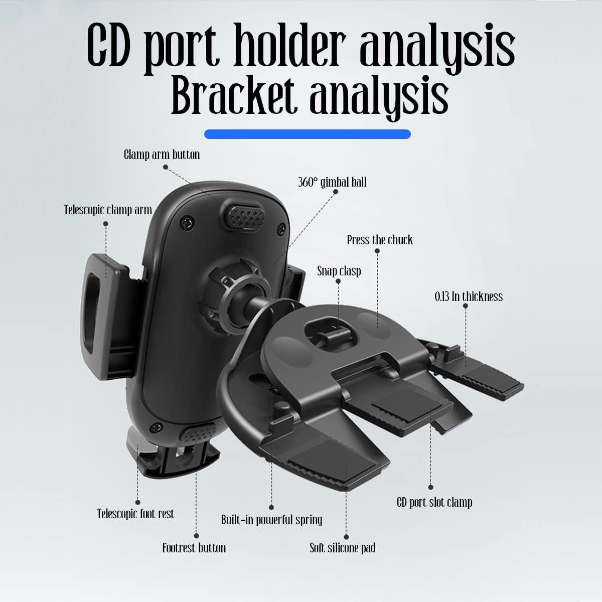 Car Phone Holder for CD Slot, Cell Phone Mount for CD Player, Magnetic or One Button Release, Silicone Pad Protection and 360&deg; Rotation, Compatible with All Iphone, Android, Smartphones - Magnetic/Black image number 7