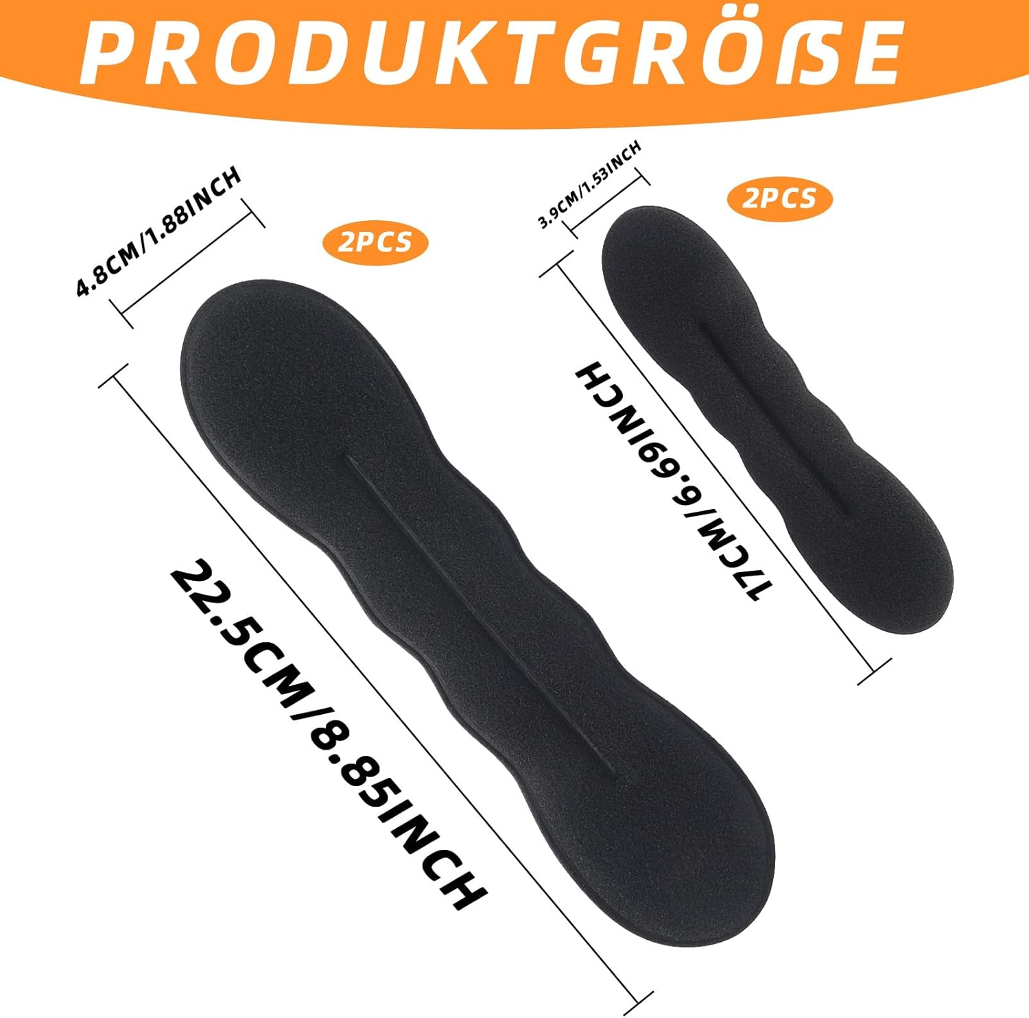 4 Pack Hair Bun Maker for Women - 2 Small and 2 Large Non-Slip Foam Bun Shapers for Easy Updos, Curler Bun Clips, Reusable Magic Bun Curler