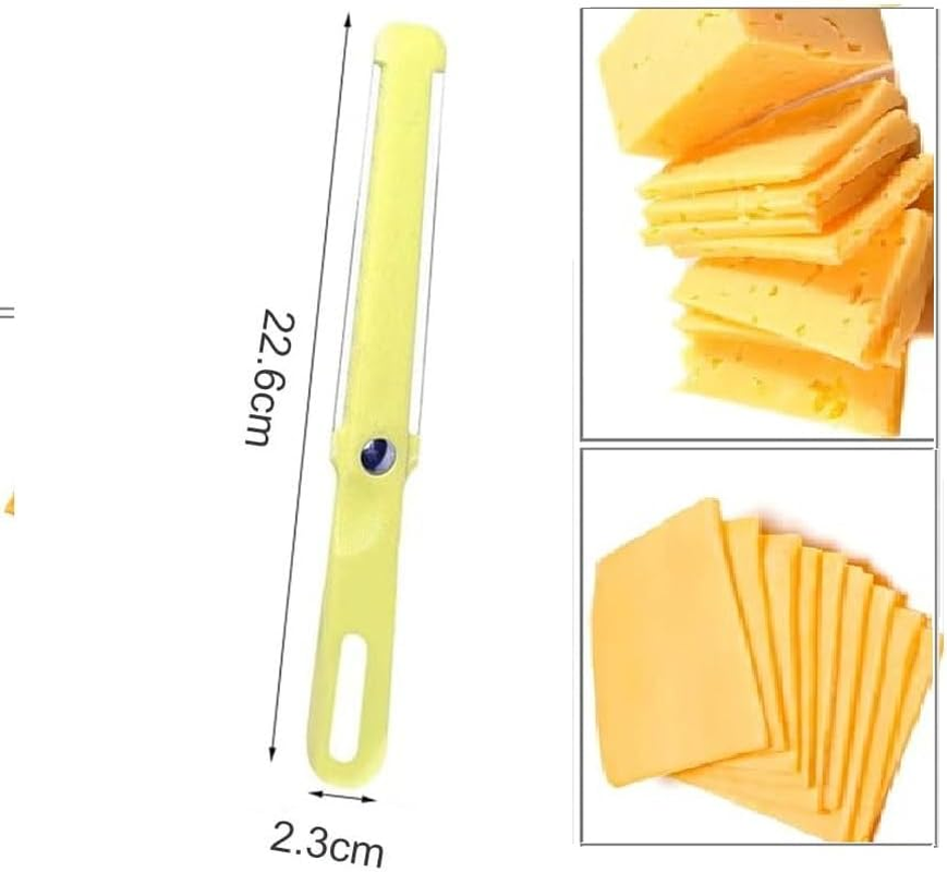 Leanockesa 4-In-1 Cheese Slicer Wire Set, Plastic Butter Knife, Pizza Candy Knife, Bread Knife, Kitchen Gadget, Cheese Cutter, Handheld, 2-Side Wire Blade image number 4