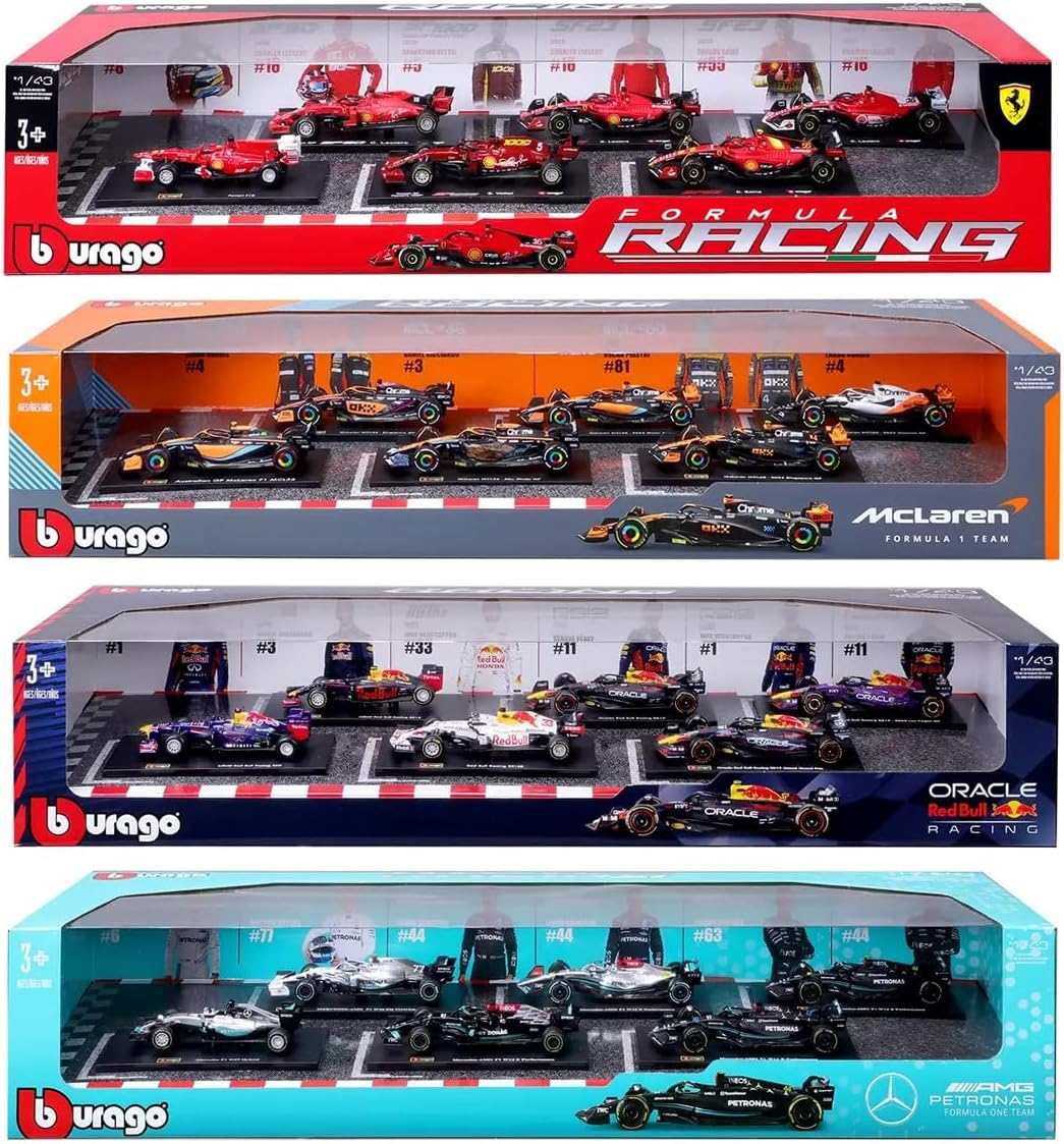 Burago 1:43 Formula Racing Die Cast with Plastic Part Car Model 6 Pack Red Bull image number 2