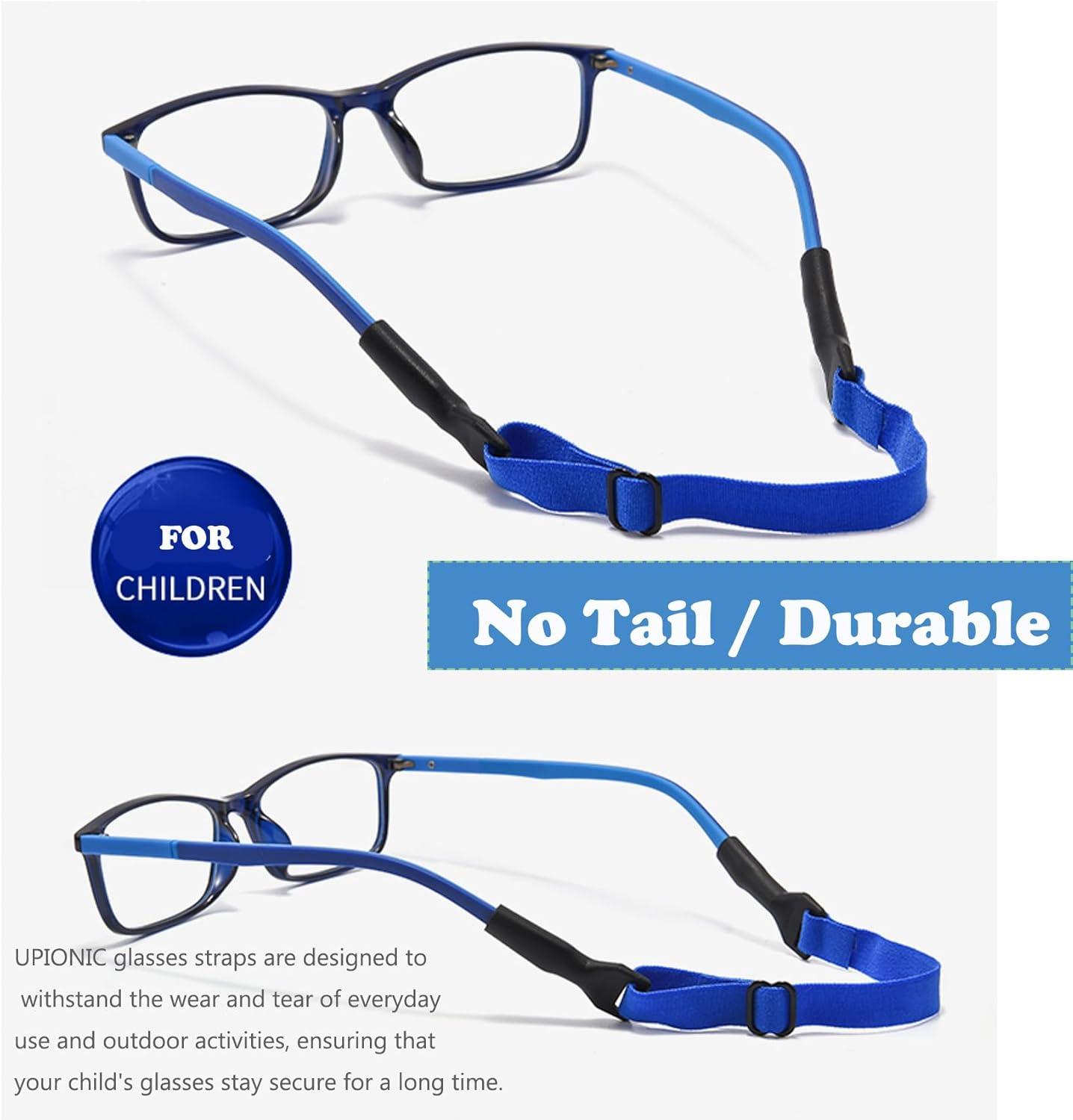 UPIONIC Adjustable Kids Glasses Strap, 5Pcs No Tail Spectacle Straps, Kid'S Eyewear Holder Strap for Boy and Girl